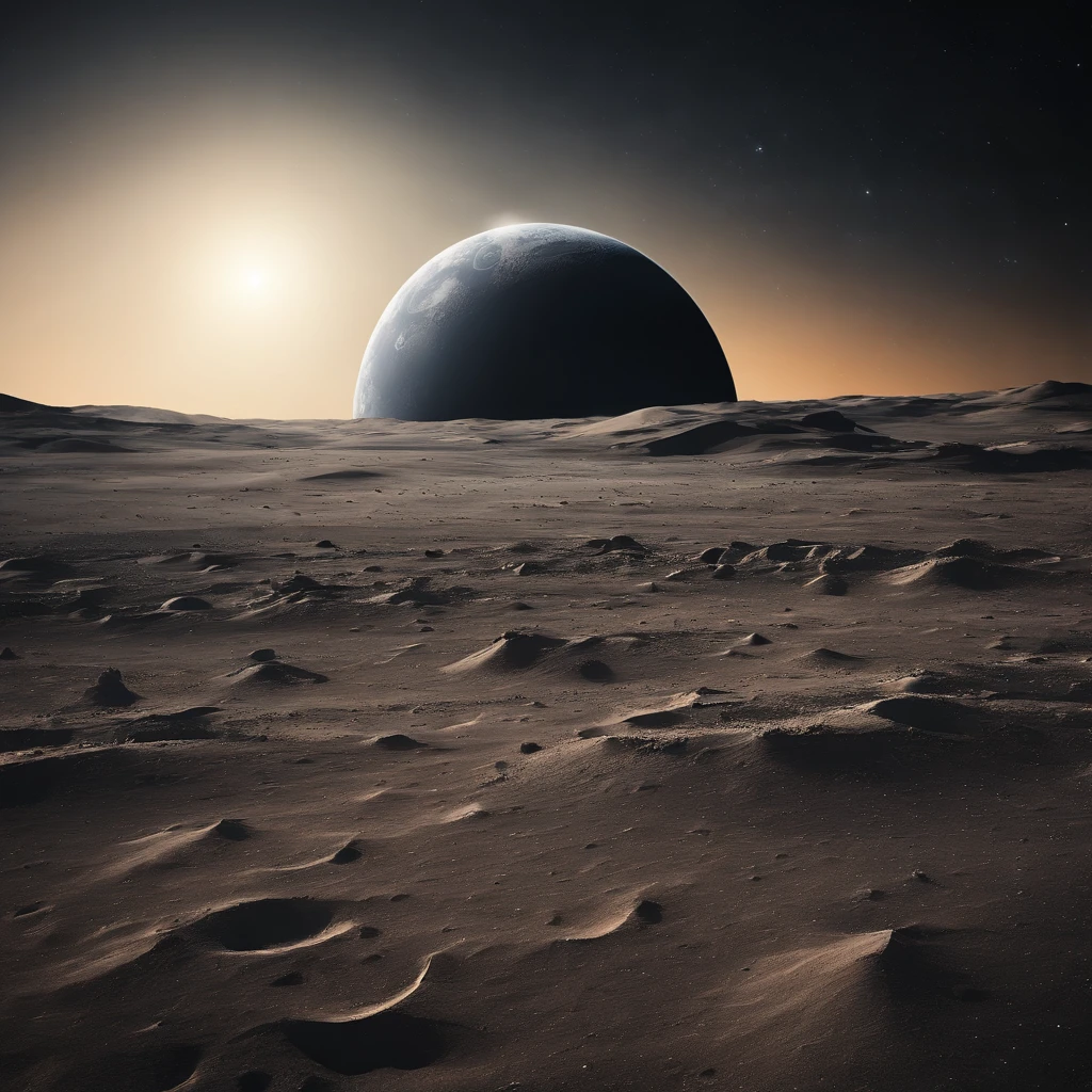 Master Parts、Superior Quality、superior image quality、The 8k quality、Beautiful pictures of the starry sky、magnifica、Arched Milky Way:1.25、Alafed view of Earth from the lunar surface:1.25, Lunar surface, space photo, on the moon, moon background, moon background, on the moon, Lunar soil, space photo, moonscape, Focus on the Moon, On Moon, Numerous craters, Seeing the Earth from the surface of the moon:1.9, big earth in the sky:1.9, Crashed and weathered spaceship