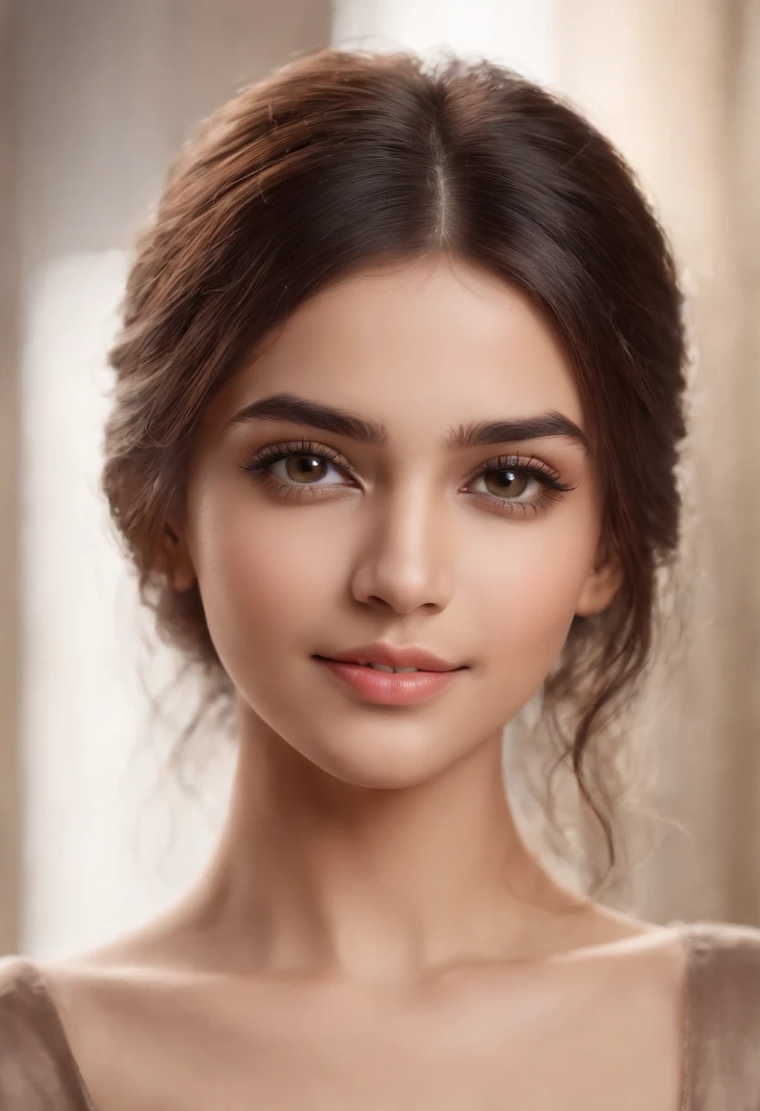 (masterpiece), realistic, (27yr old female), beautiful face, studio lighting, cinematic light, beautiful woman, beautiful black eyes, milk beige middle hair, perfect anatomy, very cute smile, princess eyes , (black eyes), (head frame), center image, style, bioluminescent, 8 life size, 8k Resolution, human hands, curiously complete, elegant, close to perfection, dynamic, highly detailed, character sheet, concept art, smooth, positioned so that their bodies are symmetrical and balanced directly towards the viewer, amazing Incredibly beautiful 20-something indian girl, detailed hairstyles, full body portrait