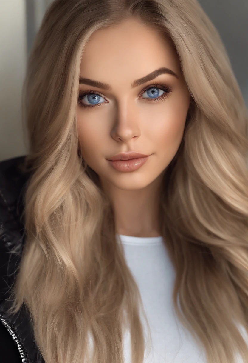 arafed woman fully , sexy girl with blue eyes, ultra realistic, meticulously detailed, portrait sophie mudd, blonde hair and large eyes, selfie of a young woman, bedroom eyes, violet myers, without makeup, natural makeup, looking directly at the camera, face with artgram, subtle makeup, stunning full body shot, on a bicicle, smiling, medium to large size bust