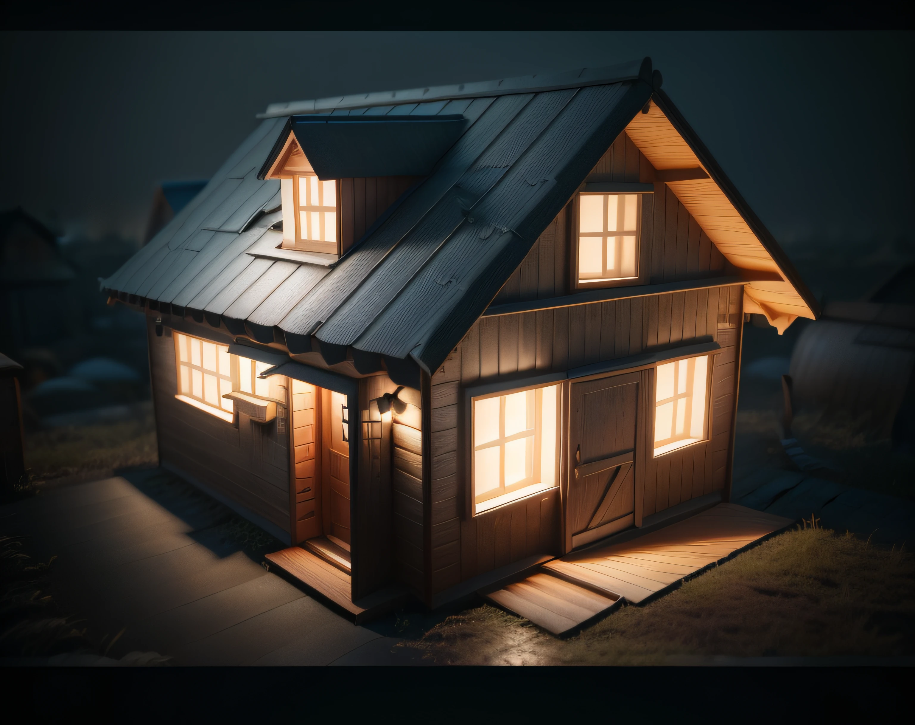 there is a small house with a roof and a ramp, stylized 3d render, 3 d render stylized, stylized as a 3d render, rendered in octane 3d, rendered on octane, 3 d rendered in octane, 3d rendered in octane, rendered in blender, rendered in octane, rendered with substance designer, 3d low poly render