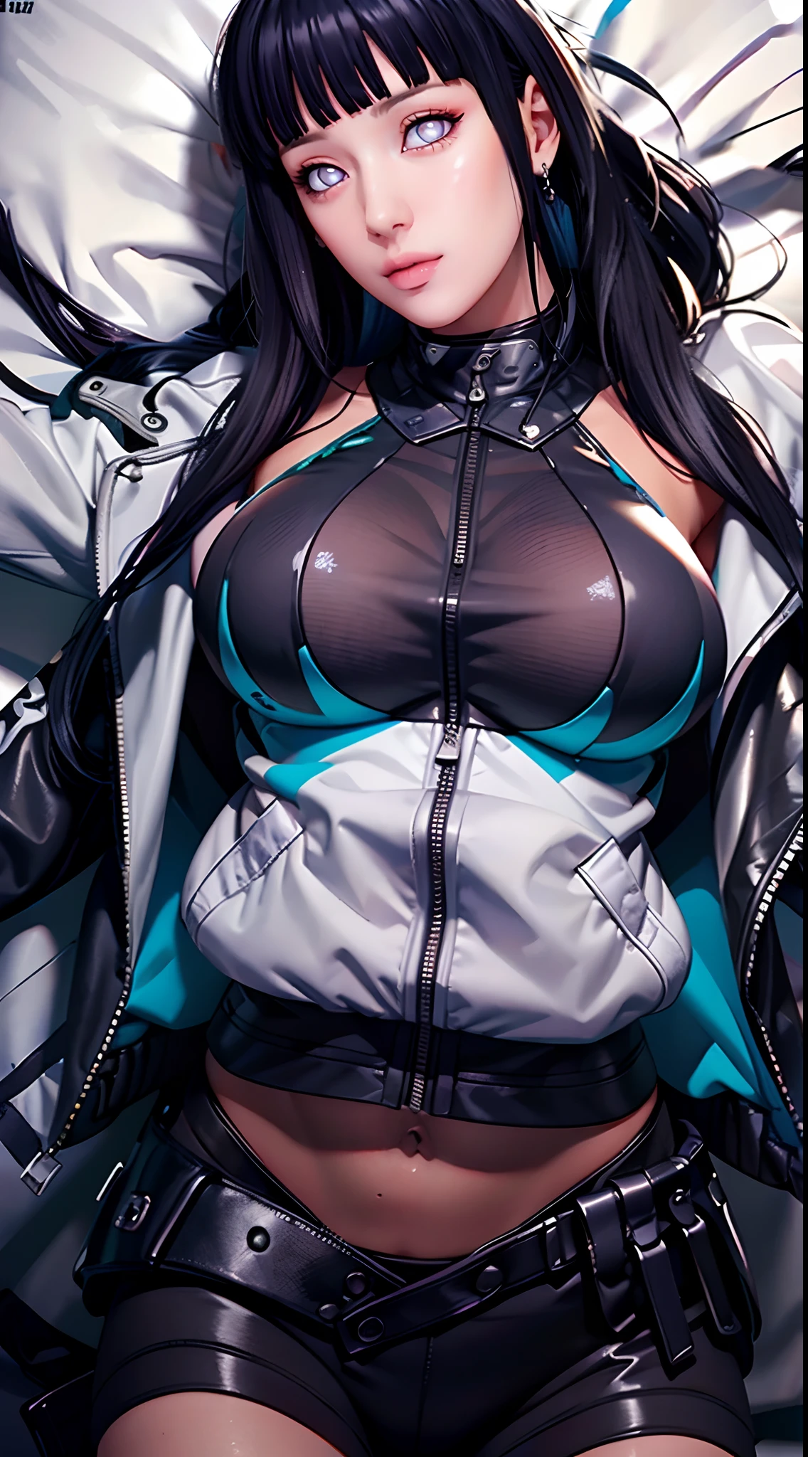 (((Hinata\(shippuden\),There is light in the eyes,Exquisite facial features,White pupils))),((Masterpiece)),A high resolution, ((Best quality)),tmasterpiece,top-quality,best qualityer,((( looking at viewert, There is light in the eyes))),(((Light and shadow interlace,white skinned,laughingly,self-assured))),