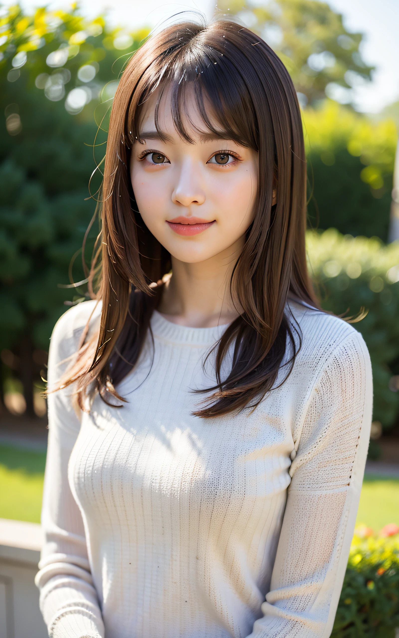 smile, open mouth, (turtle neck, mini skirt, Fishnet tights), (dark blonde hair), randaom pose, sit on a bench, 1girl, japanese, 18yo, (highly beautiful detail face:1.3), idol face, kawaii, erotxpression, baby face, detailed eyes, facial lighting, (chiseled face), Adorable, messy hair, Best Quality, Masterpiece, Ultra High Resolution, Photorealistic, RAW Photo, Perfect Anatomy, close-up shot of face, Physically Based Rendering, Field depth, perfect composition