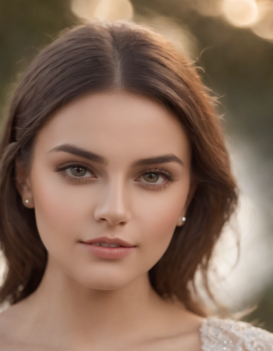 imagem frontal de Mulheres bonitas，morena, com olhos azuis, high-definition detail, Cocar de marfim, a 3D render, rendering by octane, detalhes intrincados, Tiara decorativa em filigrana, cinemactic