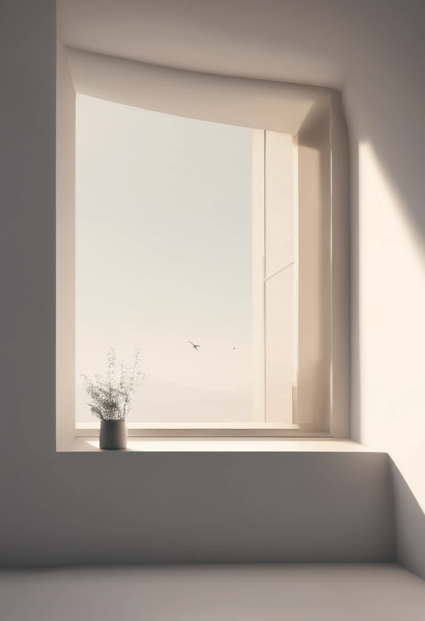 one book, A pen in the middle of the book, window, light wind, DL, View from the window, suns,Side view