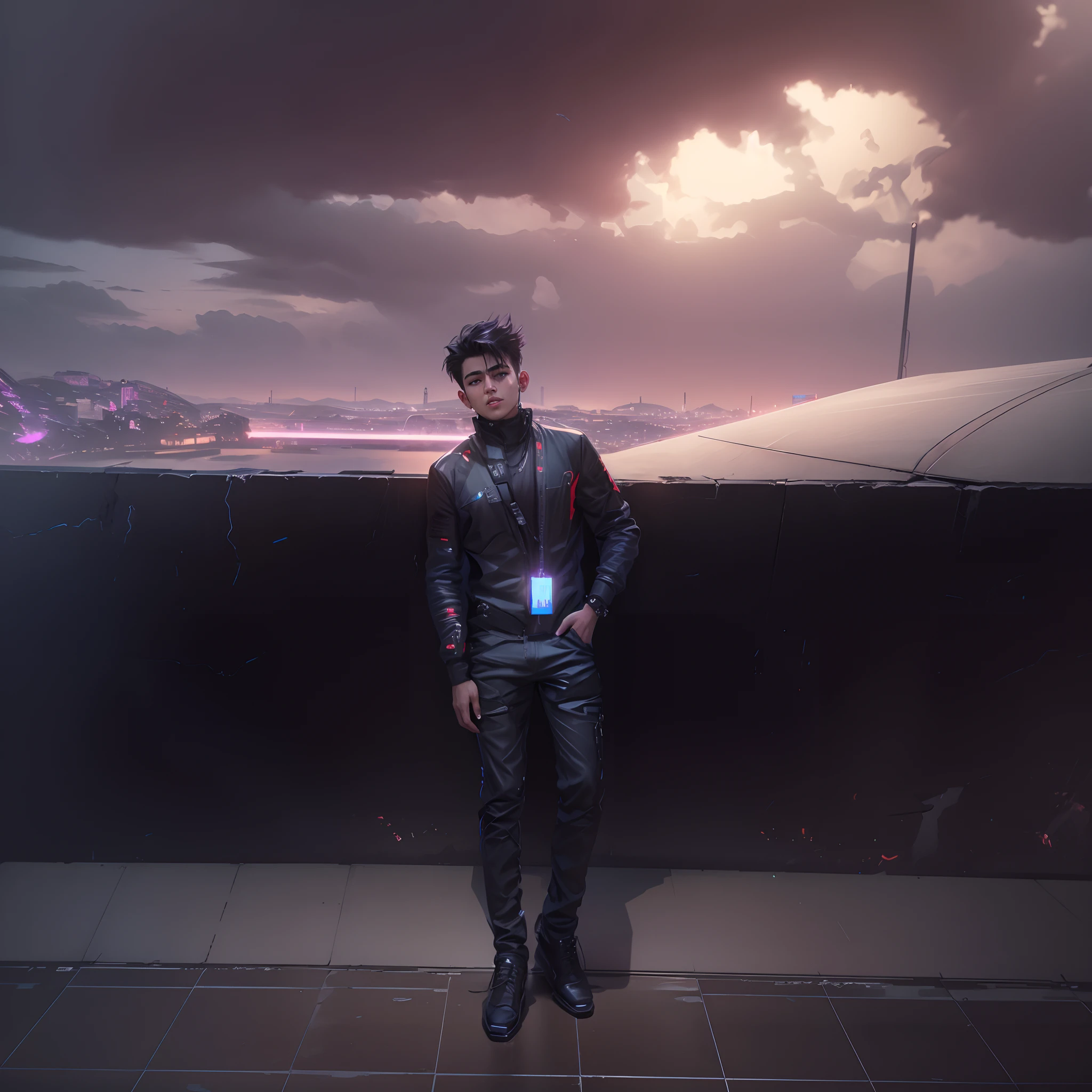 Change background cyberpunk handsome boy realistic face 8k ultra realistic