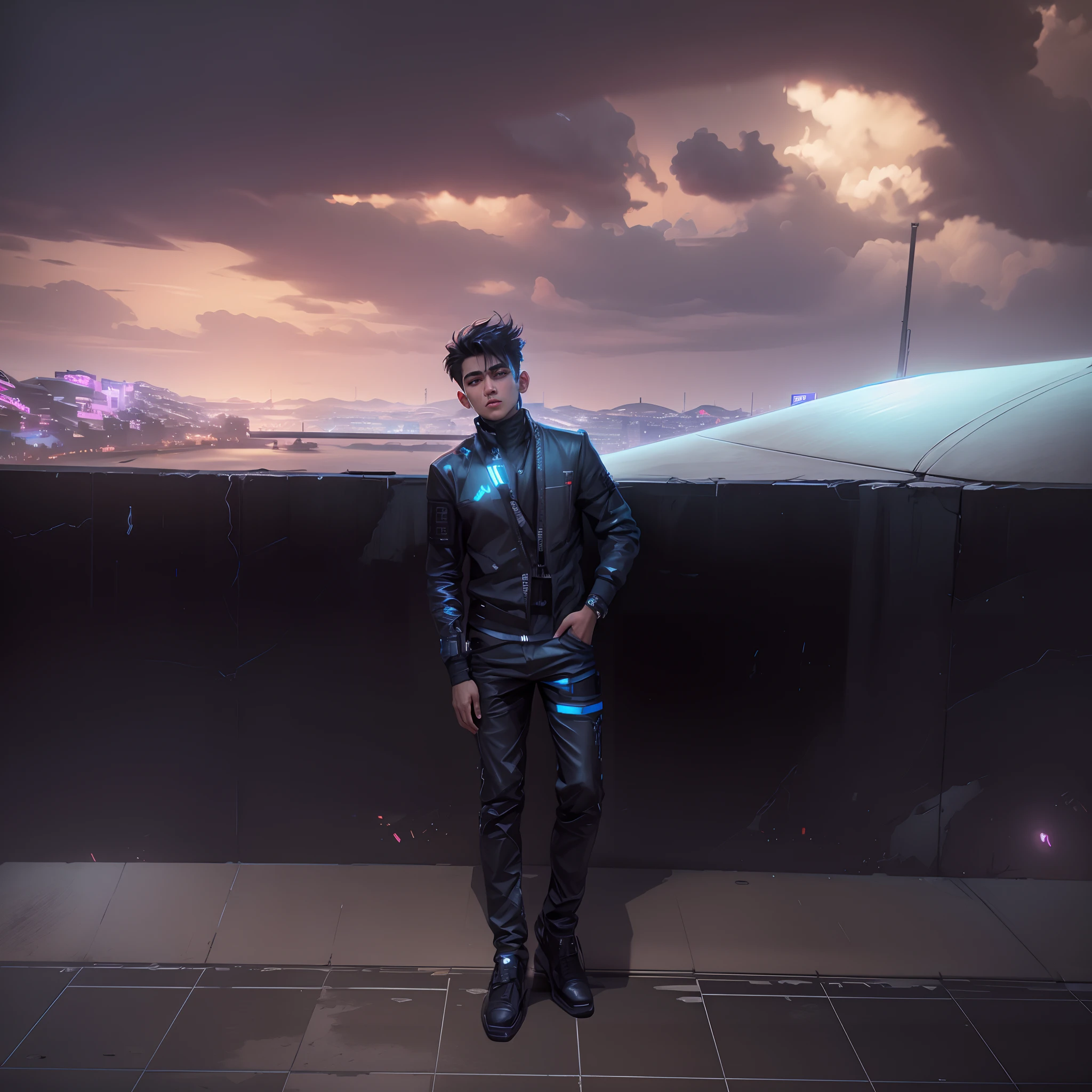 Change background cyberpunk handsome boy realistic face 8k ultra realistic