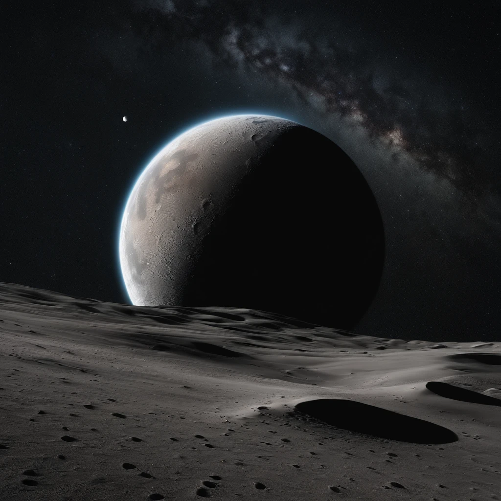 Master Parts、Superior Quality、superior image quality、The 8k quality、Beautiful pictures of the starry sky、magnifica、Arched Milky Way:1.25、Alafed view of Earth from the lunar surface:1.25, Lunar surface, space photo, on the moon, moon background, moon background, on the moon, Lunar soil, space photo, moonscape, Focus on the Moon, On Moon, Numerous craters, Seeing the Earth from the surface of the moon:1.9, big earth in the sky:1.9