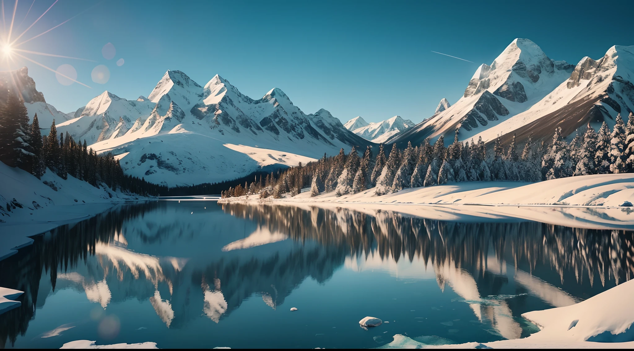 blue-sky,(Ultra-realistic scene 1.3)(Extreme Light and Shadow 1.3)(Aurora Tracking 1.3)Super real,cinematic Film still from,Alps in the distance,(Covers a vast savannah 1.3),(The proportion of mountains and grasslands is about 1:3)There are people traveling in the distance,The warm sun shines directly on the snow-capped mountains,(Super textured,)Super shadows,Super reflected light,Super real water。(Hunter's cabin 1.3)(Melting ice lake 1.3)(Snow and ice melt,Tender green steppe 1.3)(Huge and wide spring prairie 1.3)(Summer sunshine 1.3)