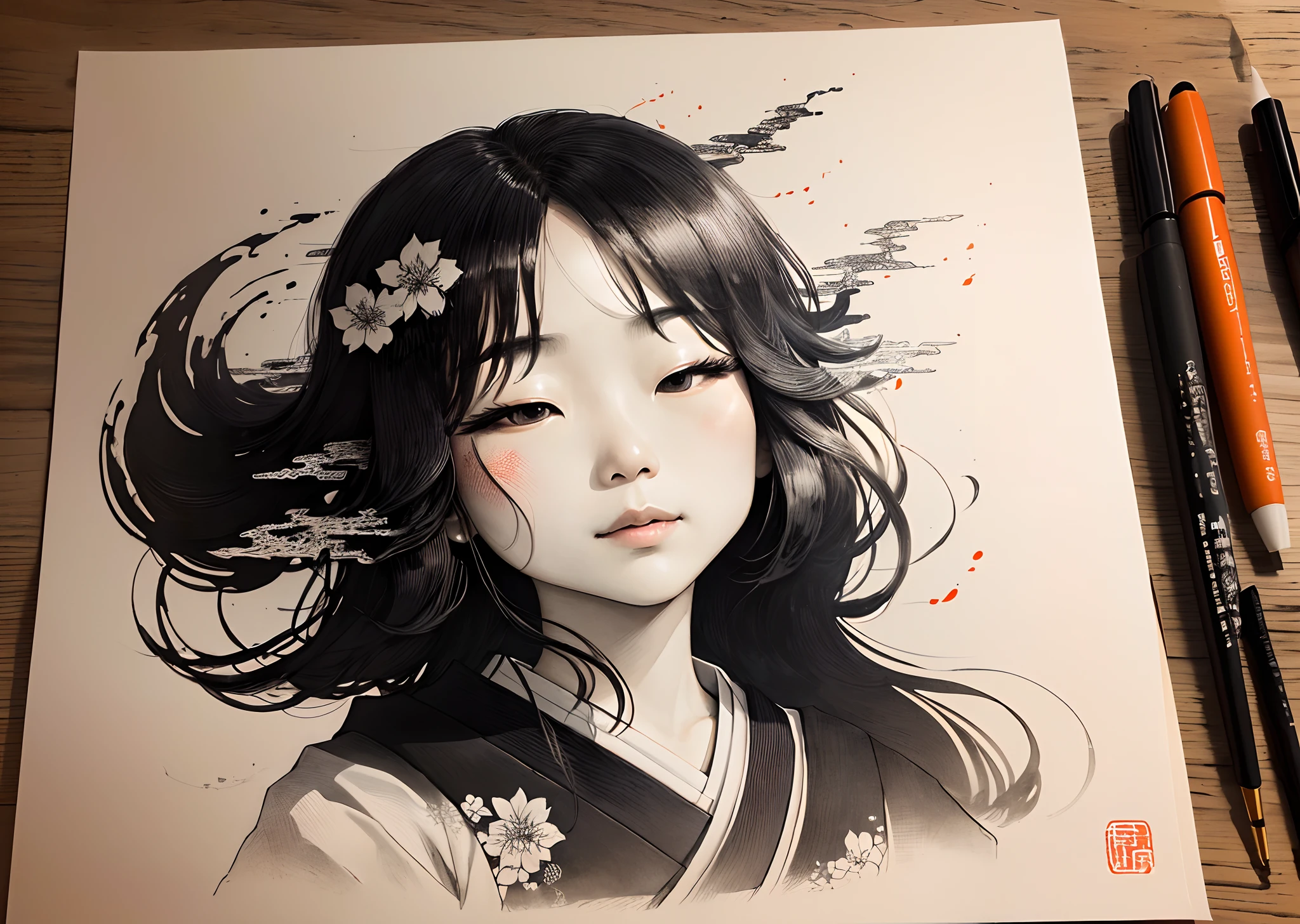 Sumi e in Japanese ink