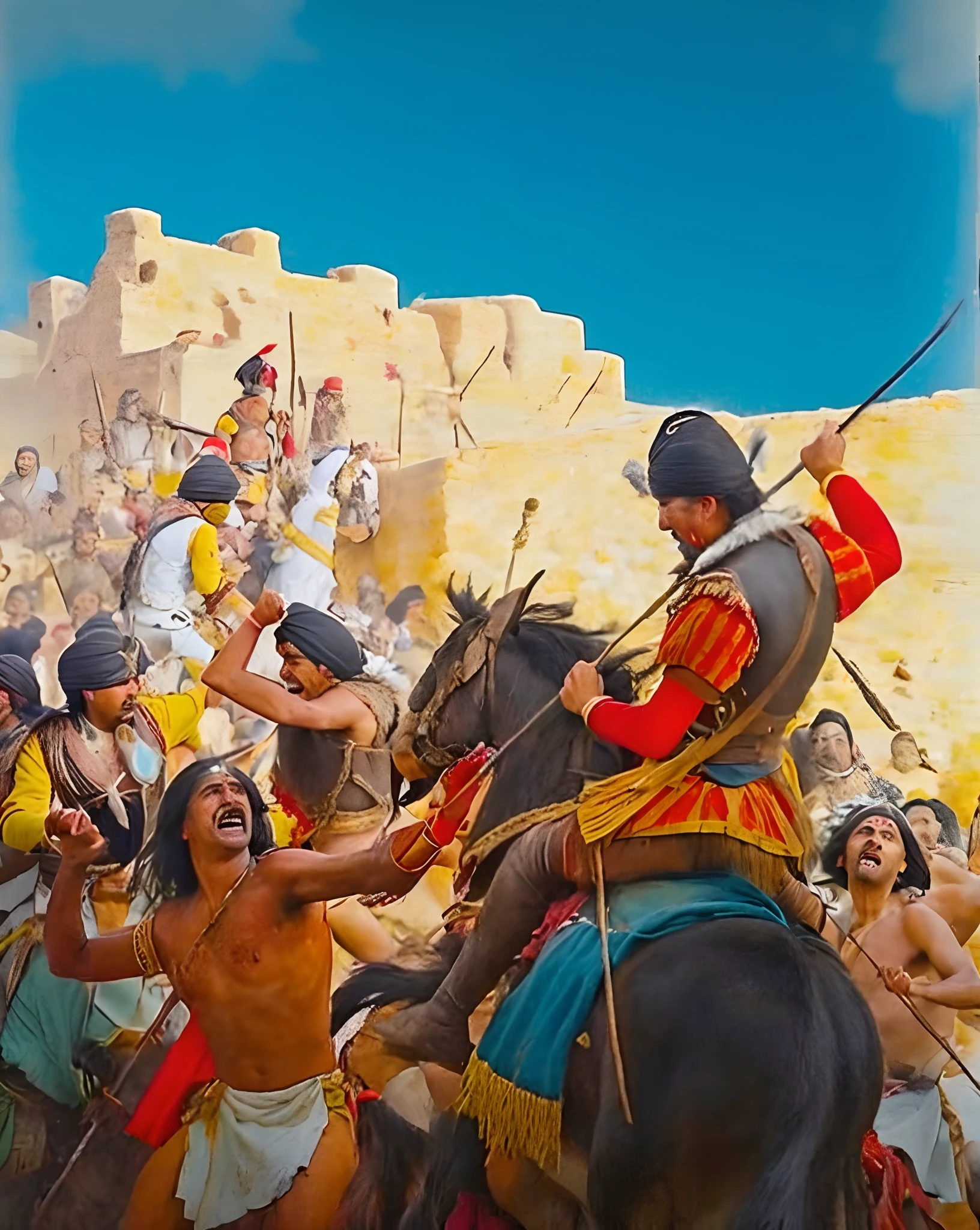 Realistic image of the combat between Indians and Spaniards, Realidad