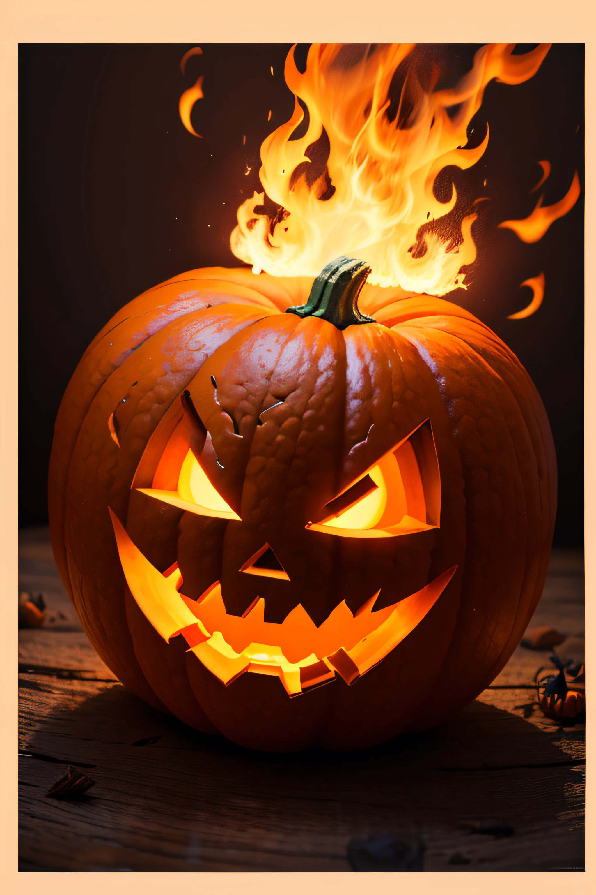 Hallowen pumpkin on fire