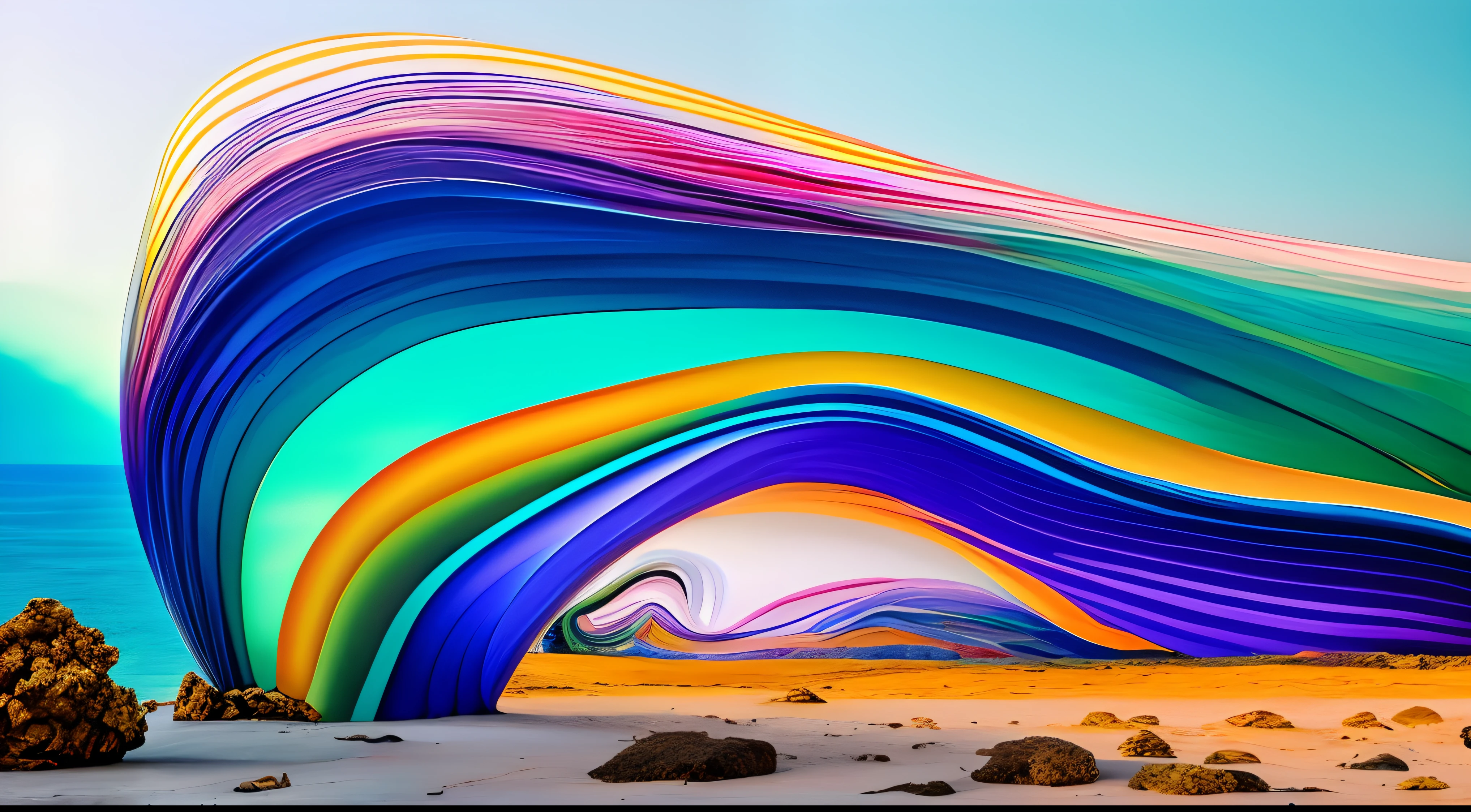 (Medusas en el oceano,Arte de Alberto Severo ).Crea una fascinante obra de arte abstracta con un enfoque en la fluidez y el movimiento. Utilice una paleta de colores rica y diversa, Blend tones seamlessly to evoke a sense of continuous movement. Explore the interplay between softness, Suave, Sharp shapes, Dynamic edges. Deja que los colores sangren y se mezclen, giving the impression of swirling currents or energetic vibrations. Incorporar elementos de la naturaleza, like gentle curves that resemble ocean waves, Vibrant bursts reminiscent of blooming flowers, or power lines that resemble gusts of wind. He fuses these natural motifs with abstract forms to create a harmonious and captivating composition.......... Embrace the idea of serendipity and spontaneity while allowing colors and shapes to take shape organically. Anima a la obra de arte a desarrollarse como un viaje, invitar al espectador a explorar e interpretar las profundidades del paisaje abstracto. This work of art should inspire a sense of wonder and fascination....., Atraer a los espectadores a su fascinante mundo de colores y formas. The blend of abstraction and nature will transport observers to a realm of imagination and excitement.........., leaving a lasting impression of beauty and creativity