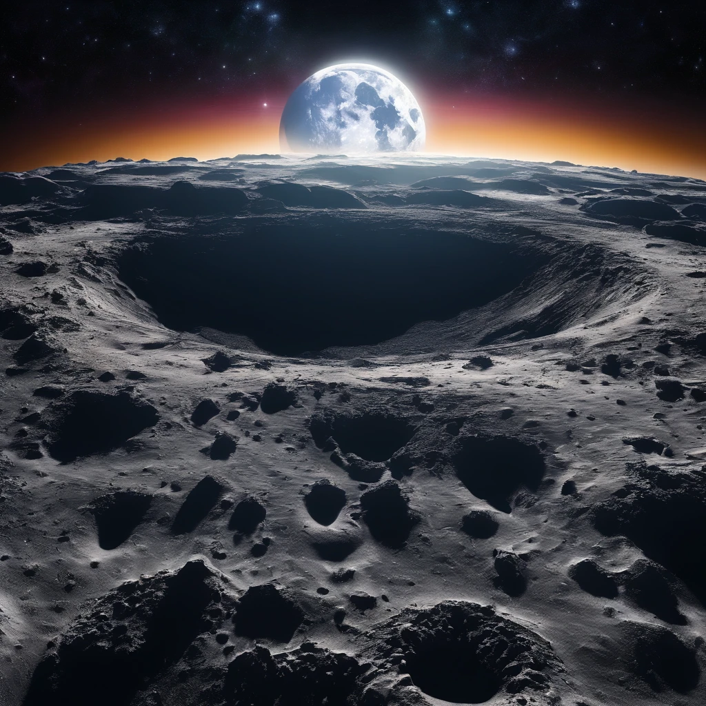 Master Parts、Superior Quality、superior image quality、The 8k quality、Beautiful pictures of the starry sky、magnifica、Arched Milky Way:1.25、Alafed view of Earth from the lunar surface:1.25, Lunar surface, space photo, on the moon, moon background, moon background, on the moon, Lunar soil, space photo, moonscape, Focus on the Moon, On Moon, Numerous craters, Seeing the Earth from the surface of the moon:1.9, big earth in the sky:1.9