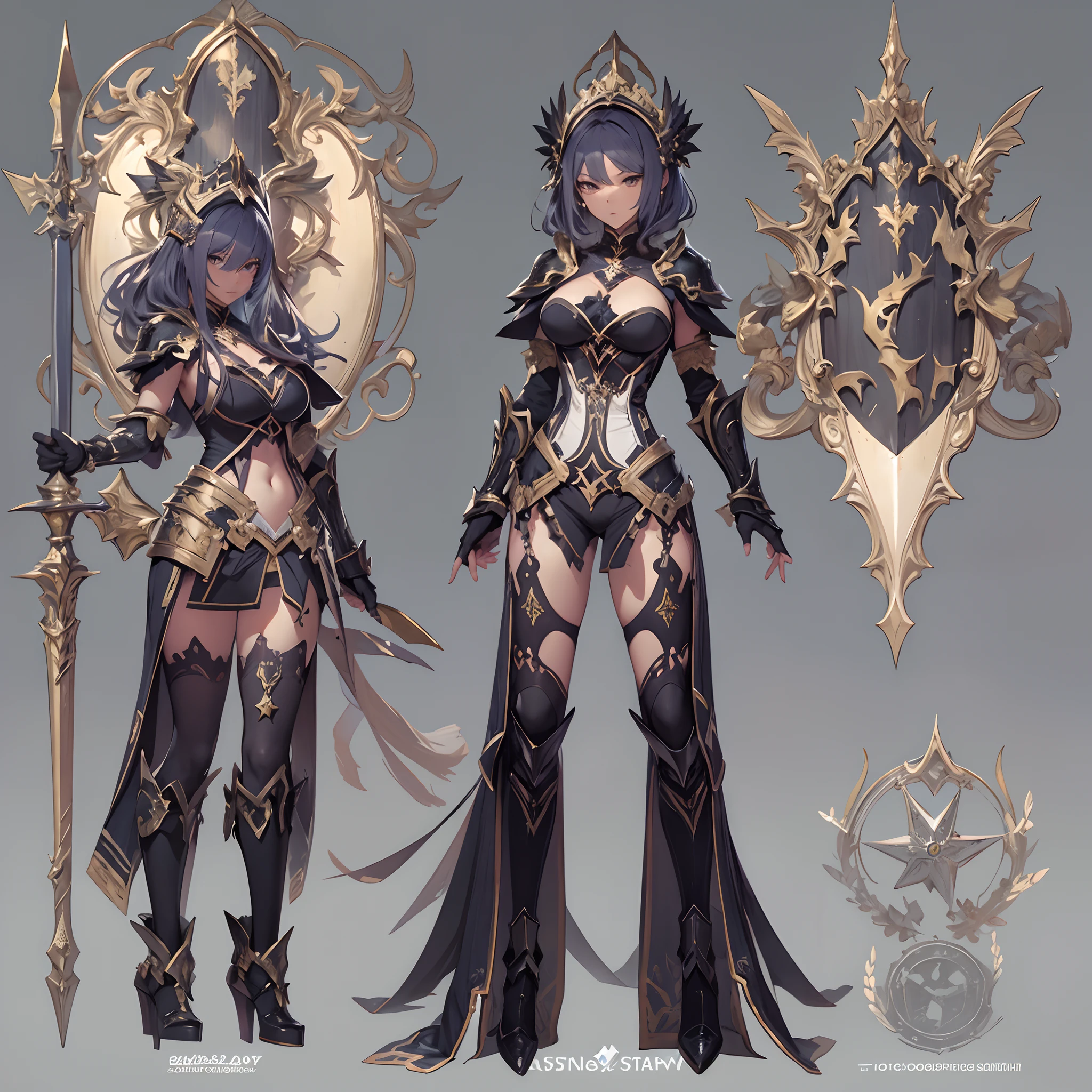 ((Masterpiece, Highest quality)), Detailed face, CharacterDesignSheet, full bodyesbian, Full of details, Multiple poses and expressions, Highly detailed, Depth, Many parts,Beautiful assassin girl,Night clothes,estilo fantasia,lacepantyhose,Extremely beautiful,High Balance, Natural light,