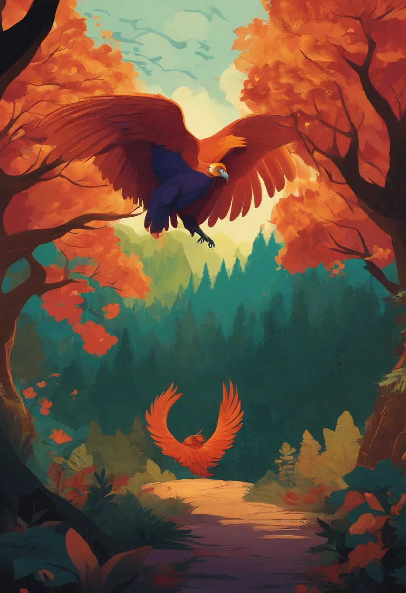 Phoenix in a forest. titans go style artwork.