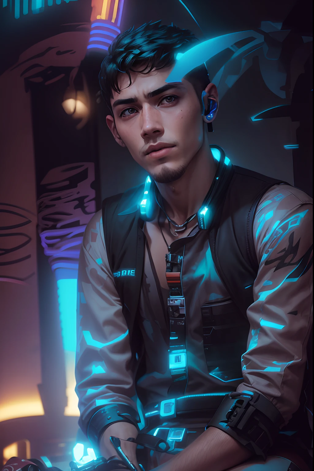 Handsome boy with realistic face change futuristic background realistic hyper quality