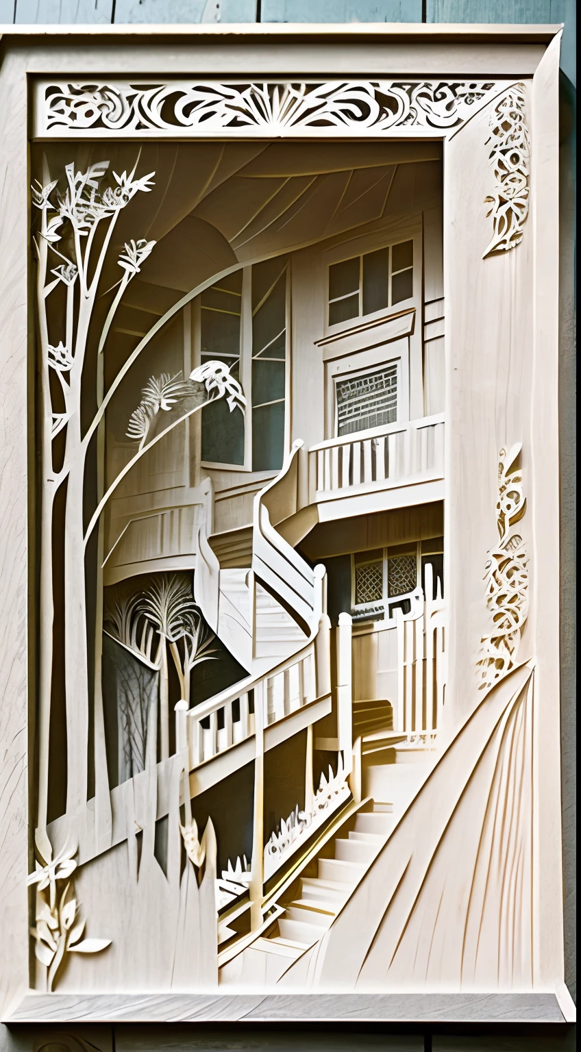 Realistic, paper cut out, MDJRNY-PPRCT, Charming Chinese garden scenery, Precision cutting，