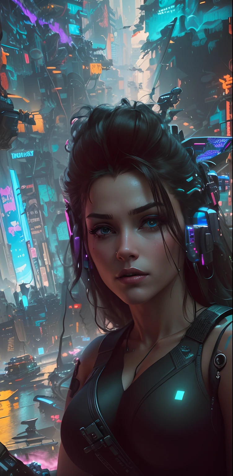 ((Best quality)), ((masterpiece)), (highly detailed:1.3), 3D, beautiful (cyberpunk:1.3) hacker woman with thick voluminous hair operating a computer terminal
