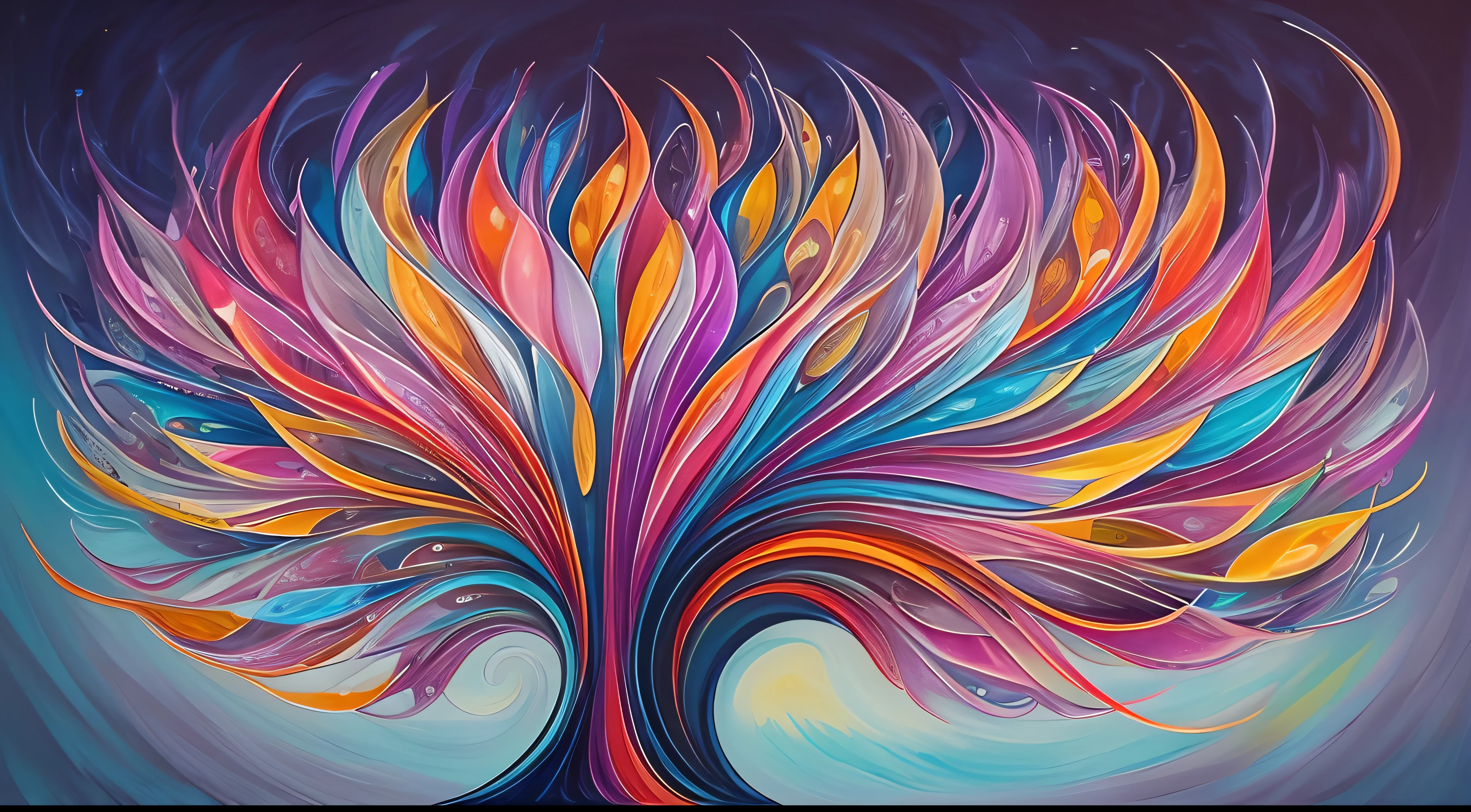 (Medusas flotando ).Crea una fascinante obra de arte abstracta con un enfoque en la fluidez y el movimiento. Utilice una paleta de colores rica y diversa, Blend tones seamlessly to evoke a sense of continuous movement. Explore the interplay between softness, Suave, Sharp shapes, Dynamic edges. Deja que los colores sangren y se mezclen, giving the impression of swirling currents or energetic vibrations. Incorporar elementos de la naturaleza, like gentle curves that resemble ocean waves, Vibrant bursts reminiscent of blooming flowers, or power lines that resemble gusts of wind. He fuses these natural motifs with abstract forms to create a harmonious and captivating composition..inspirandose en el arte de Alberto Severo. Embrace the idea of serendipity and spontaneity while allowing colors and shapes to take shape organically. Anima a la obra de arte a desarrollarse como un viaje, invitar al espectador a explorar e interpretar las profundidades del paisaje abstracto. This work of art should inspire a sense of wonder and fascination....., Atraer a los espectadores a su fascinante mundo de colores y formas. The blend of abstraction and nature will transport observers to a realm of imagination and excitement.........., leaving a lasting impression of beauty and creativity