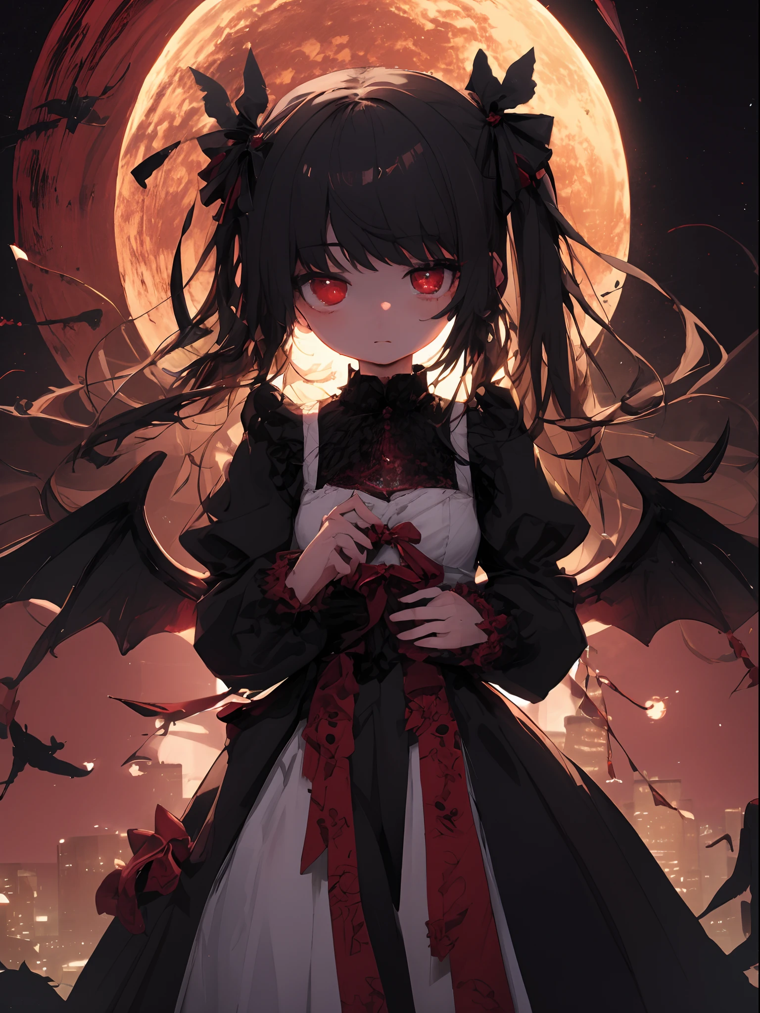 (alone), Black Hair, Messy Hair, Mane Hair, Long Hair, Thick Hair, Wild Hair, Expressive hair, mature,(Age 25), Pale skin, Red eyes, ((woman)), Maid,Maid headdress,View your viewers,apron, Black Dragon Horn,, Severe, Black wings, beautiful, Charm, Eye Reflexes, Depth of written boundary, Lightning aura,Cinema Lighting, Ray Tracing, Depth of written boundary, Cinema Lighting, Ray Tracing, 超High resolution, Attention to detail, 最high quality, High resolution, high quality, Awards, Super detailed, masterpiece, 8K, 超High resolution, Attention to detail, 最high quality, High resolution, high quality, Awards, Super detailed, masterpiece, 8K, Digital Art, Anime Coloring, whole body, Body Shot, Nice face, Perfect Face, Detailed face, Good Eyes, Sitting on the throne