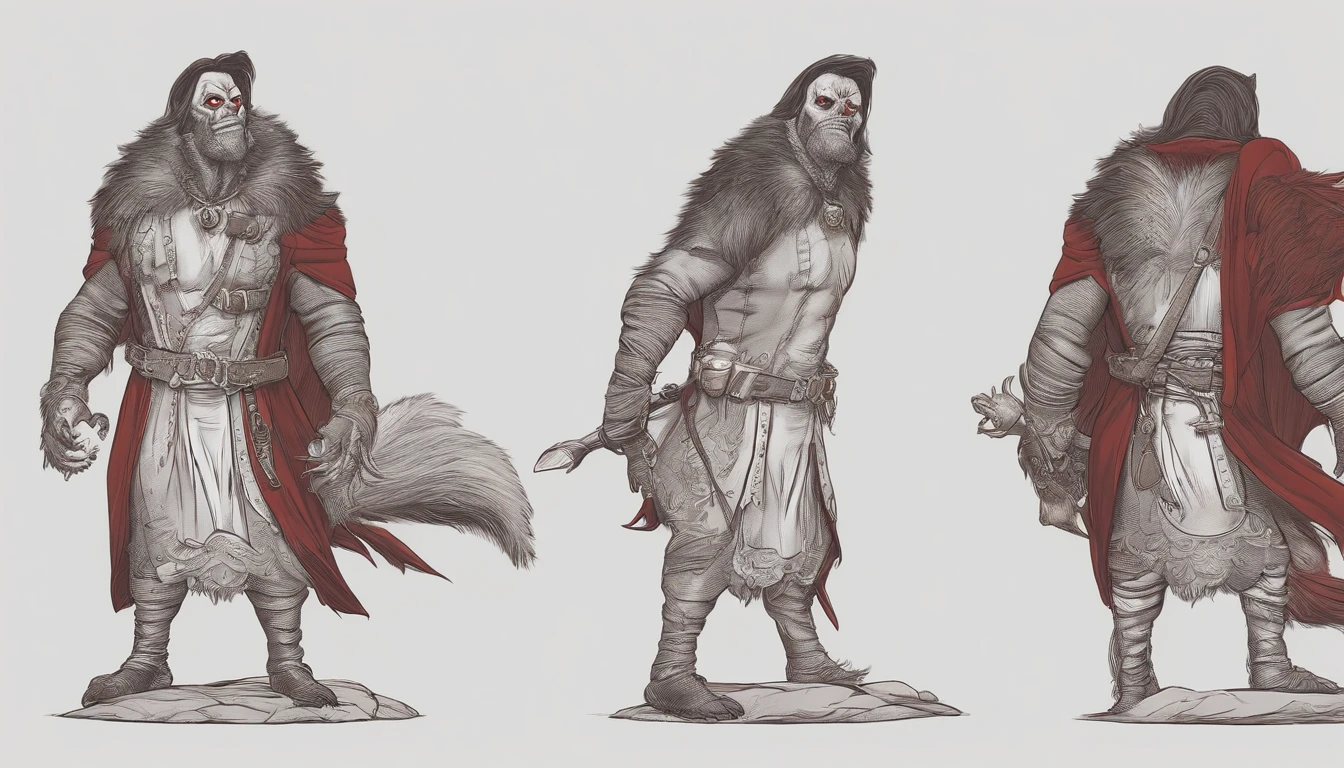 lobo peludo sem rosto, boca grande no peito, dentes grandes e afiados, attacking little red riding hood with fear fallen to the ground Thriller, lo gothic ,t-pose, Front view, side view, design de personagens, criatura de fantasia, criatura de fantasia, Art Station, High detail, Brasil, um olho, boca na barriga, monstruoso, criatura do horror, corpo inteiro, filme de terror, Villain, monstro