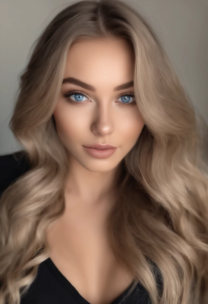 arafed woman fully , sexy girl with blue eyes, ultra realistic, meticulously detailed, portrait sophie mudd, blonde hair and large eyes, selfie of a young woman, bedroom eyes, violet myers, without makeup, natural makeup, looking directly at the camera, face with artgram, subtle makeup, stunning full body shot kneeling on bed, in bedroom, medium to large size bust