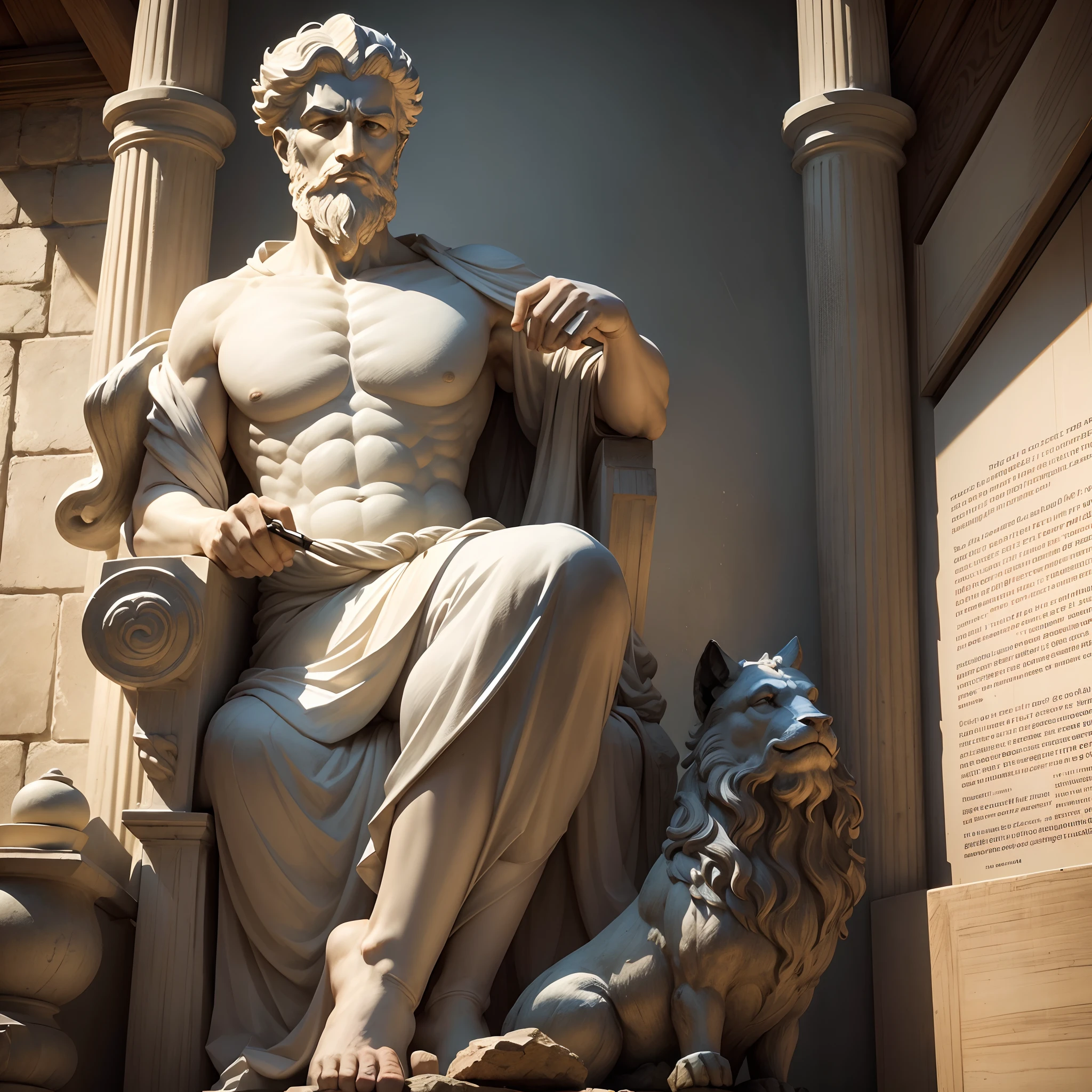 (best quality,4k,8k,highres,masterpiece:1.2),ultra-detailed,studious,wise,sage,stoic,thoughtful strong,bearded philosopher,deep in contemplation,gray beard,wisdom,serene expression,ancient thinker,deep insights,stoic principles,epicurean lifestyle,deep connections with nature,philosophical teachings,tranquil surroundings,mindfulness,moral virtues,ethical principles,inner peace,serenity,philosophical enlightenment,discipline of the mind,inner strength,philosophical writings,pursuit of wisdom,stoic ethics,Ancient Greece,philosophical ponderings,moral philosophy,life's purpose,destiny,ethical conduct,philosophical advice,spiritual guidance,mental fortitude,inner tranquility,coherence,harmony,nature's harmony,stoic mindset,acceptance of fate,stoic philosopher contemplating the cosmos.