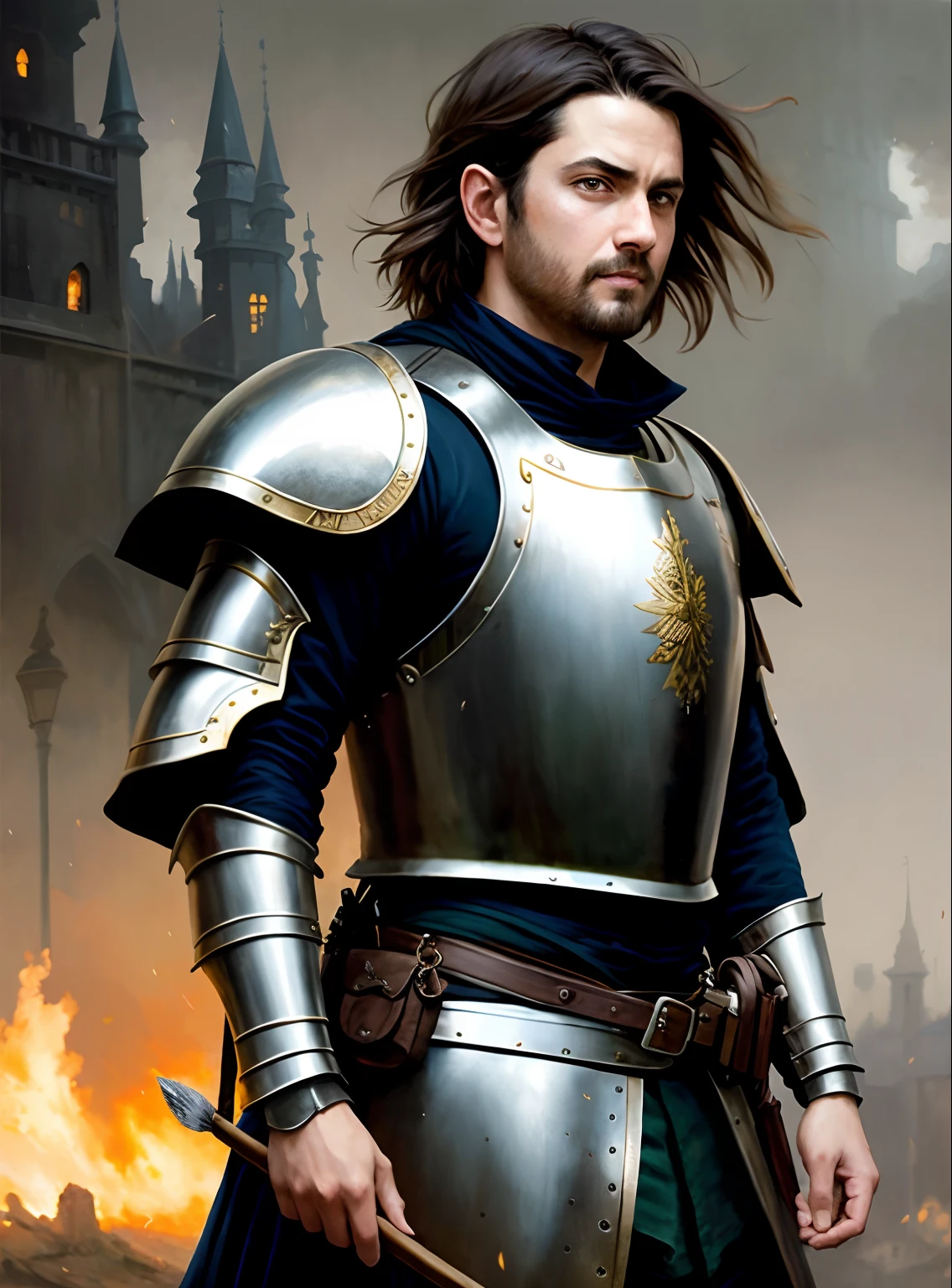 modelshoot style, (extremely detailed CG unity 8k wallpaper), full shot body photo of the most beautiful artwork in the world, medieval armor, professional majestic oil painting by Ed Blinkey, Atey Ghailan, Studio Ghibli, by Jeremy Mann, Greg Manchess, Antonio Moro, trending on ArtStation, trending on CGSociety, Intricate, High Detail, Sharp focus, dramatic, photorealistic painting art by midjourney and greg rutkowski