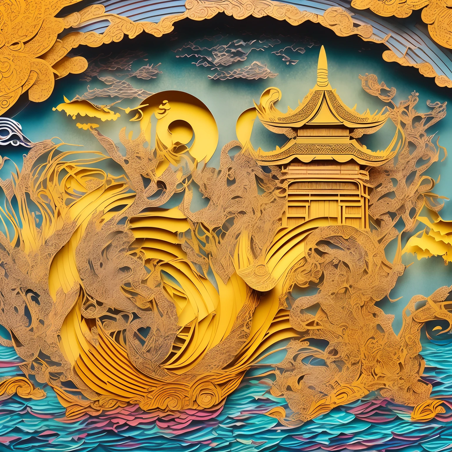 MDJRNY-PPRCT,chinese temple, gardens, Mountains and rivers, Clouds, (high detal:1.2)