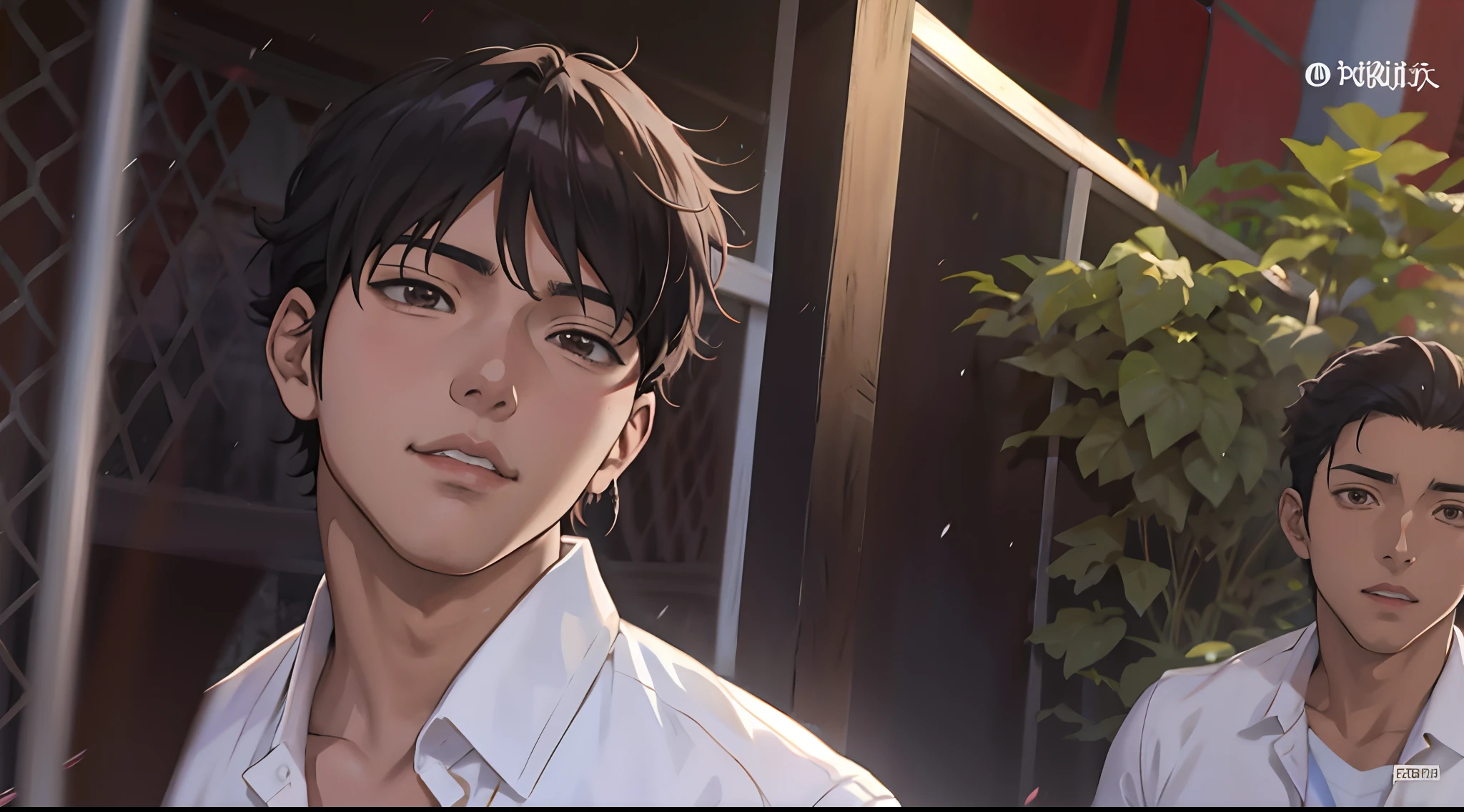 Imagen de anime de un hombre y una mujer parados frente a un edificio, today's featured anime still, Katacy, Hermosa pose de anime, Joven hombre de anime, Anime hombre guapo, Arte Oficial, Personaje masculino de anime, Obras de arte al estilo de Guweiz, Makoto Kano, Retrato de anime de un hombre guapo, ( ( ( Yoshinari Yoh ) ) )