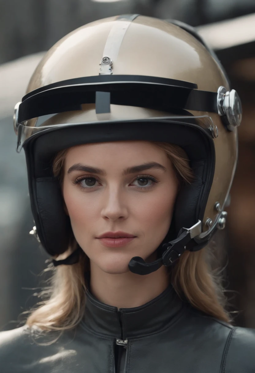 a close up of a woman in a helmet and a helmet on, 2 0 2 1 cinematic 4 k framegrab, barbarella, by Anna Katharina Block, fighter pilot in the cockpit, moody : : wes anderson, retro photography, furious gorgeous woman, sixties, faster, awarded on cgsociety, pompadour, nascar, 2015 cinematography