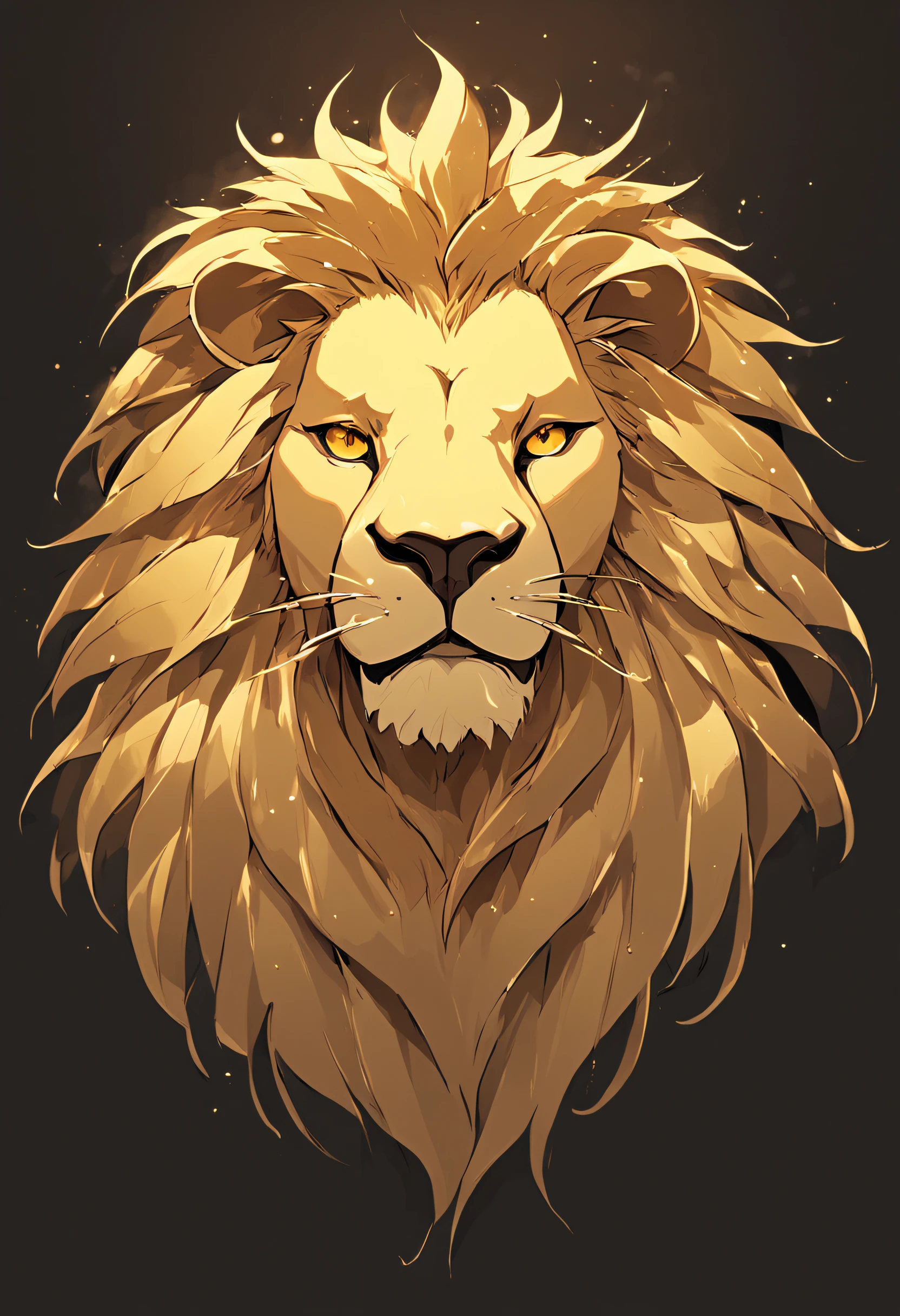 A closeup of a lion's head in gold color on a black background, lion icon, half lion, lion head, third lion head, no fundo cinzento, , em um fundo cinza, Lion, anonymous lion face, Criado no Adobe Illustrator, icon, with the mane of a lion, single logo, Rei, lions, me, fundo do telefone