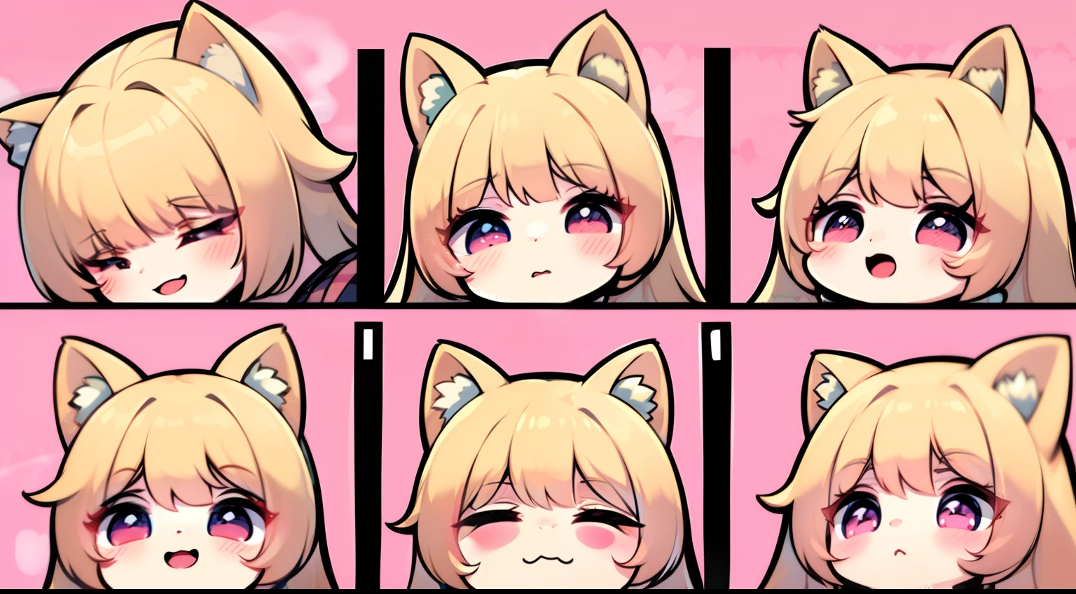 Cartoon foxes with different expressions and expressions on a pink background, Emote, Rostos bonitos, cuteexpression, Emote twitch, raposa bonito, 🍁 fofo, fofo, cute smoke stuffed fox girl, Giro, extremamente fofo, ██full of expressions██, Raposas, cute features, design de adesivo do telegrama, ela tem um rosto expressivo bonito, Telegrama Sticker