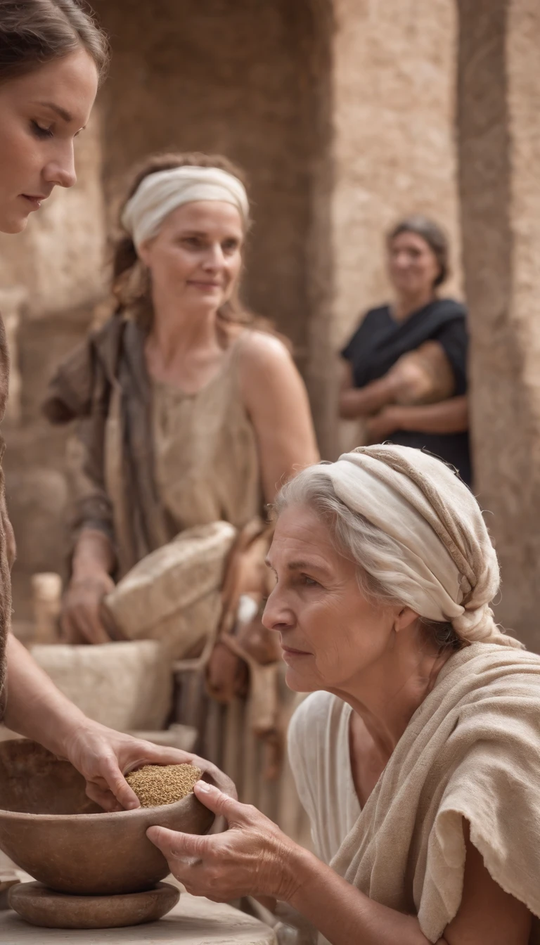 depicting women in ancient Rome purchasing pots of gladiator sweat as a facial cream, Lente 35mm, fotografia, Ultra Detalhes, detalhes de textura precisos HDR, UHD,64 mil