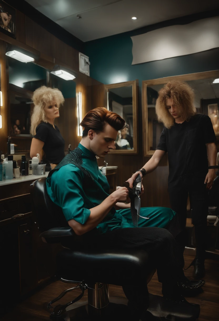 Edward Scissor Hand, Cutting hair in the salon, ultra hd,
