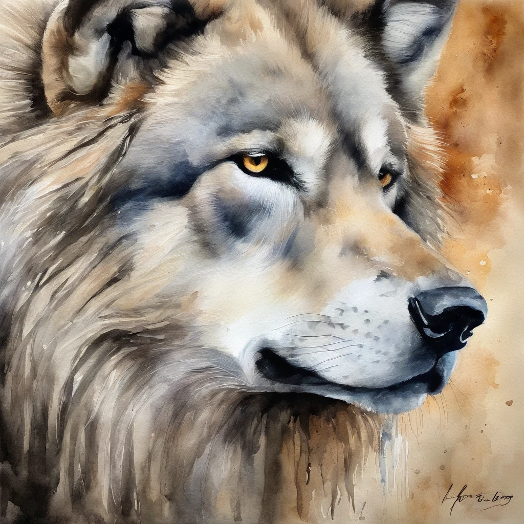 lobo, silhueta, rosto,