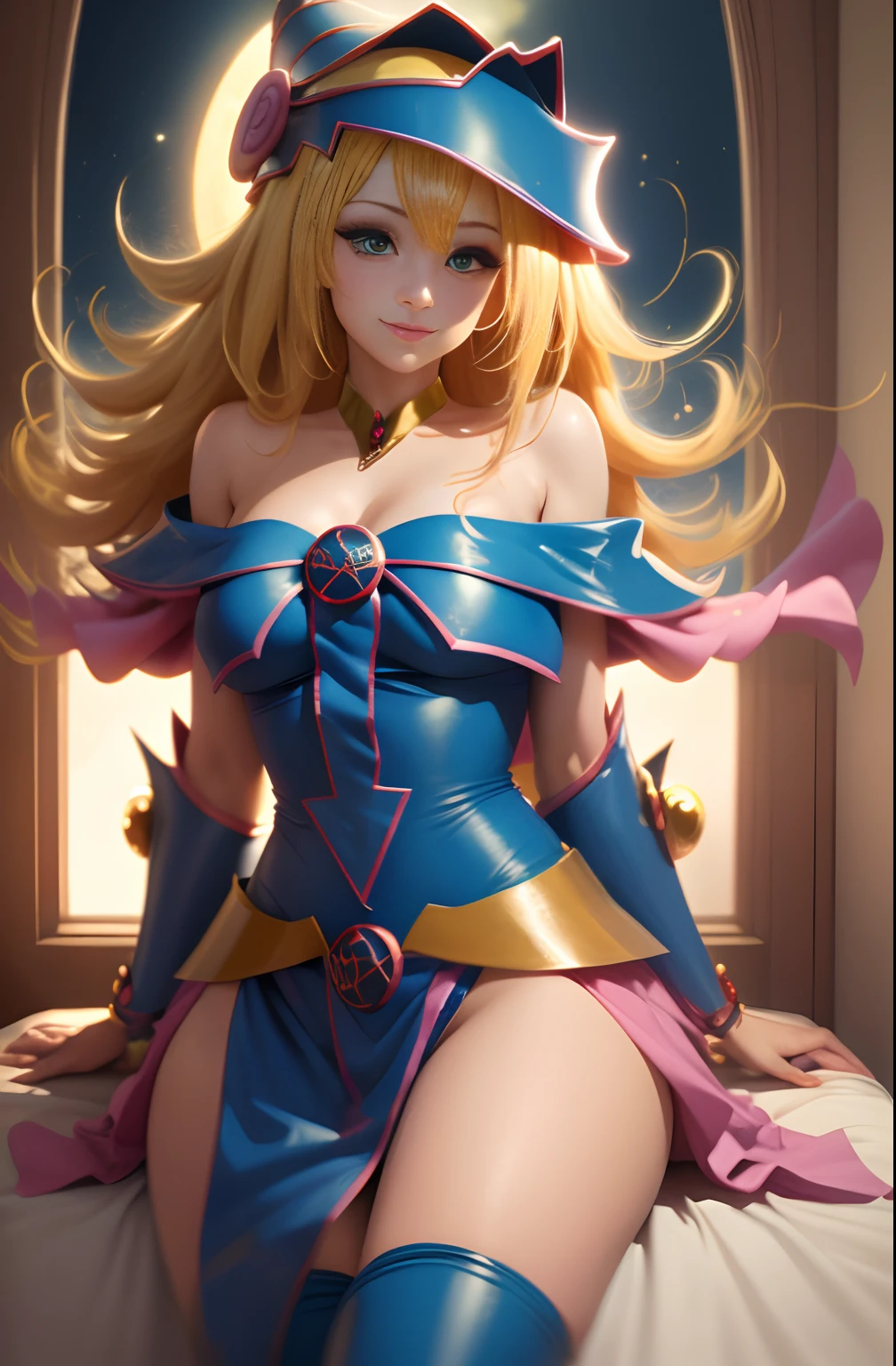 obra maestra, La mejor calidad, dark magician girl, 1chica en, solo, sin ropa, desnuda, La luna marinera, Tsukino Usagi, una rubia, Magical Girl, ojos azules, visible intimate part, red neckerchief, guantes de codo,lindo-lindo:1.5, years ,Tiaras, bikini transparente, nude, Gargantillas, Guante Blanco,  jewely, arete, una sonrisa, El trasfondo es el universo(Excelentes detalles、outstanding lighting、wide angle), Mostrar bragas:1.1,Colas gemelas de bollo muy largas:1,5,Joya Roja:1.2,pecho enorme, tetas grandes, cintura delgada, desnuda