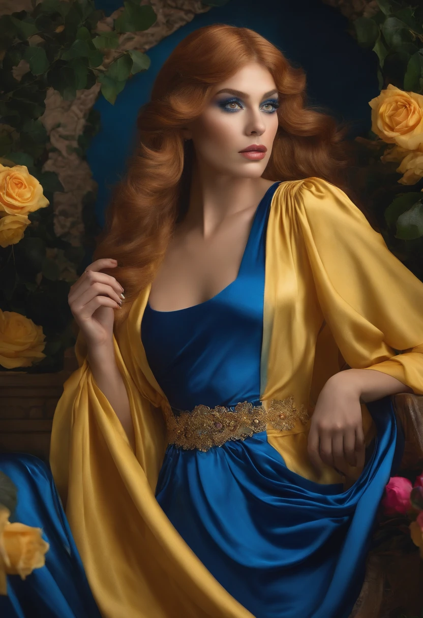(Digital Dramatic Art:1.3) Of,(Energetic:1.3) portrait of female (snezanasakovic2:1.1) usando um quimono, Estilo-Sylvamagic, menina da moda,CGSetnation,art-station