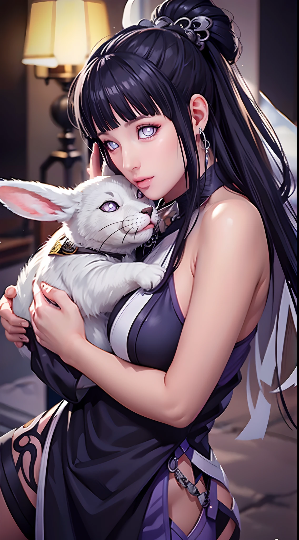 (((Hinata\(shippuden\),There is light in the eyes,Exquisite facial features,White pupils))),((Masterpiece)),A high resolution, ((Best quality)),tmasterpiece,top-quality,best qualityer,((( looking at viewert, There is light in the eyes))),(((Light and shadow interlace,white skinned,laughingly,self-assured)))