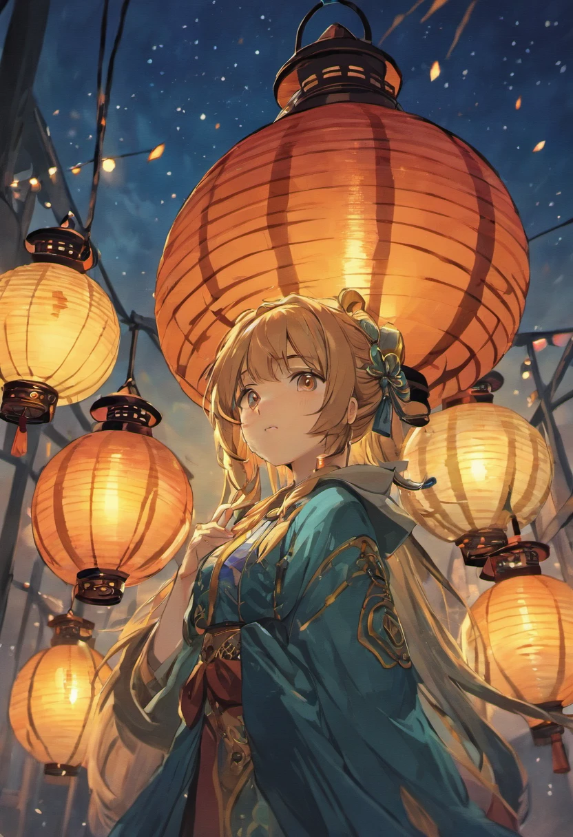 (((lantern))), Lanterns are creative, detailed, have inner meaning, bring light to the village