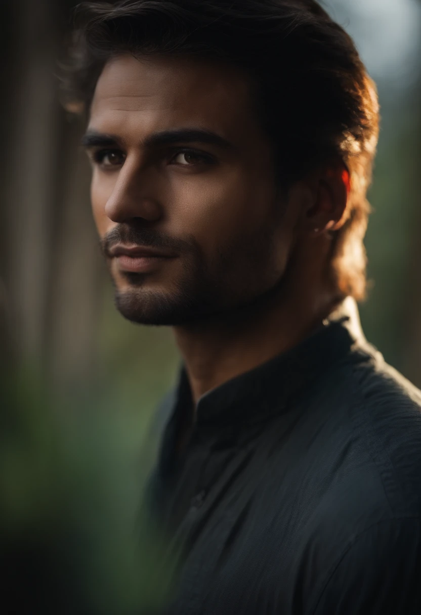 Man with blurry face and dark background