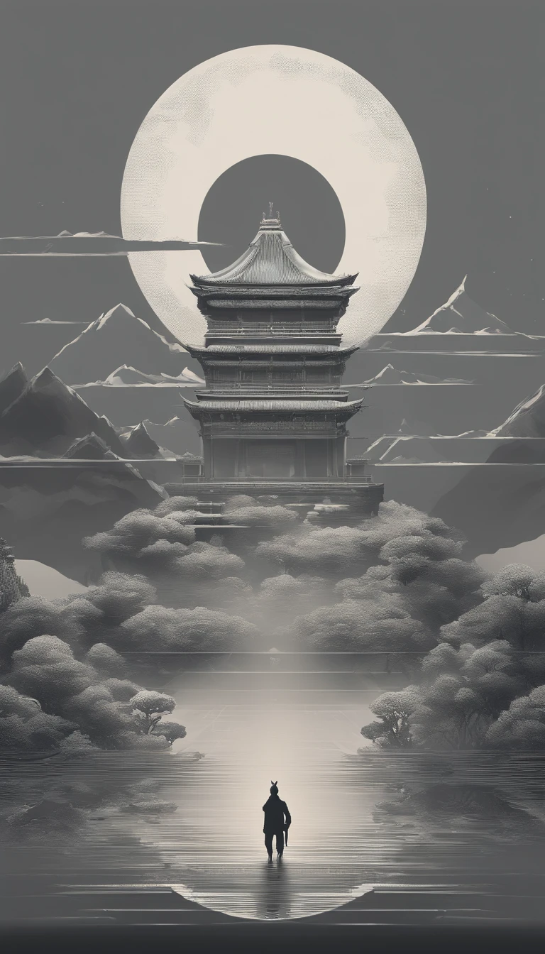 unmanned , outdoors , night , dream ,( dense fog :1.4), circular moon , mountain , river , the golden bough , sky , gold decoration ,
( minimalism :1.4), chinese classical art , yellow long upper shan , movie poster , a minimalist background ,3D, clean screen ,
 Best quality , perfect lighting , Masterpiece , Official art ,8k, wallpar 
 huge filesize , huge file size , super Detailed , oc renderer ,
 symmetrical shopping ,
 people , male , female , hand , feet , fingering through clothes , face , head , logo , text , blurry , low quality , bad anatomy , sketches , lowres , normal quality , monochrome , grayscale , worstquality , signature , waterma cropped , bad proportions , out of focus , username , NSFW ,