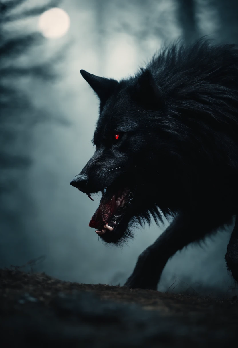 werewolf gigantic black humanoid wolf.  Blood