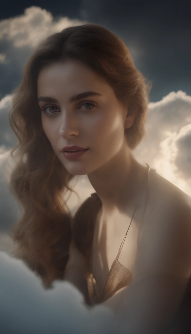 (best quality,4K,8K,high resolution,masterpiece:1.2), ultra-detailed, (realistic,photorealistic,photo-realistic:1.37), movie still, 1 girl, celestial realm, girl with clouds, ethereal, (close-up:1.1), radiant, joyful, nostalgic, soft lighting, (Bauhaus, figurative, subtle hints, abstract:1.1)