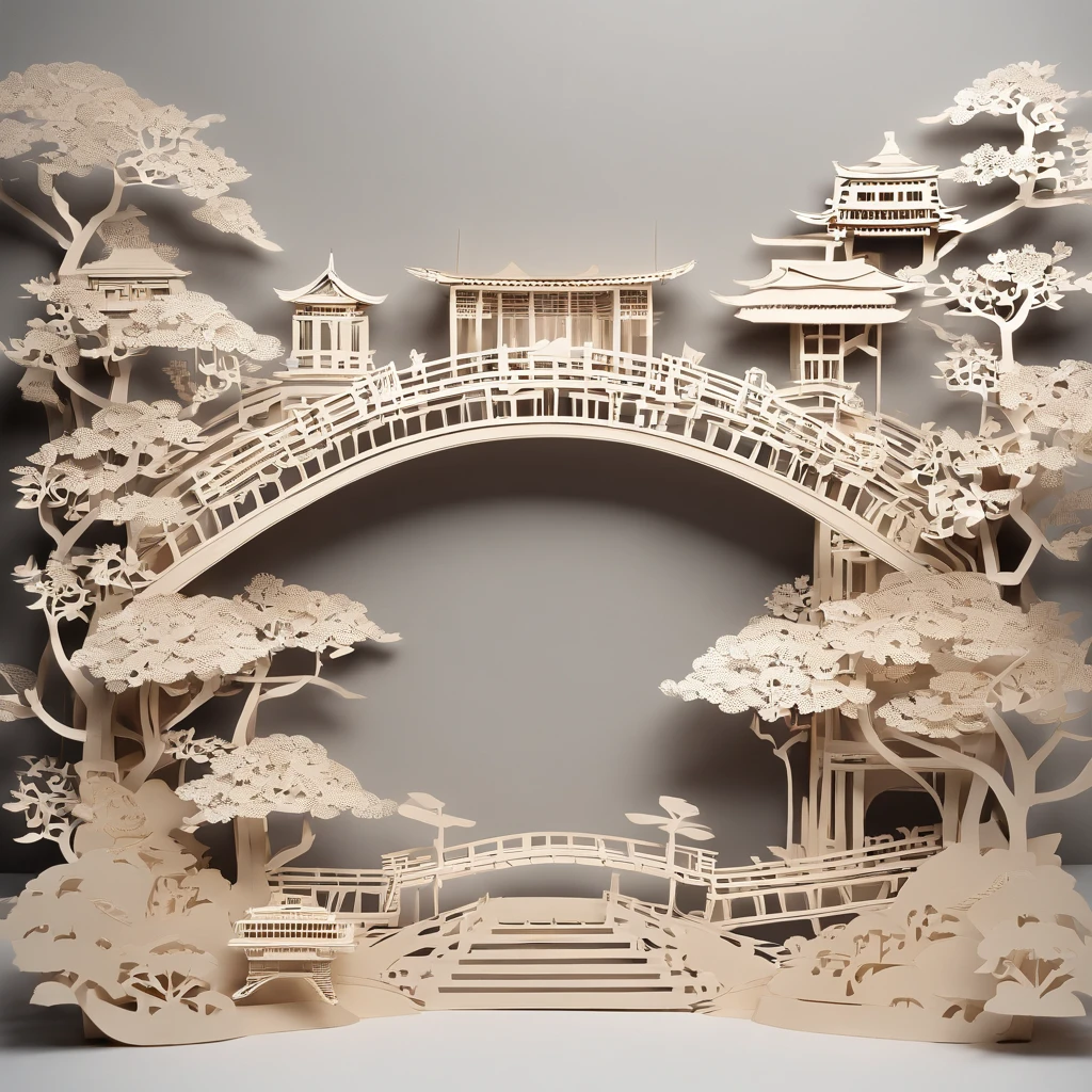 China-style,Anlan Rope Bridge,Dujiangyan,arte em papel cortado