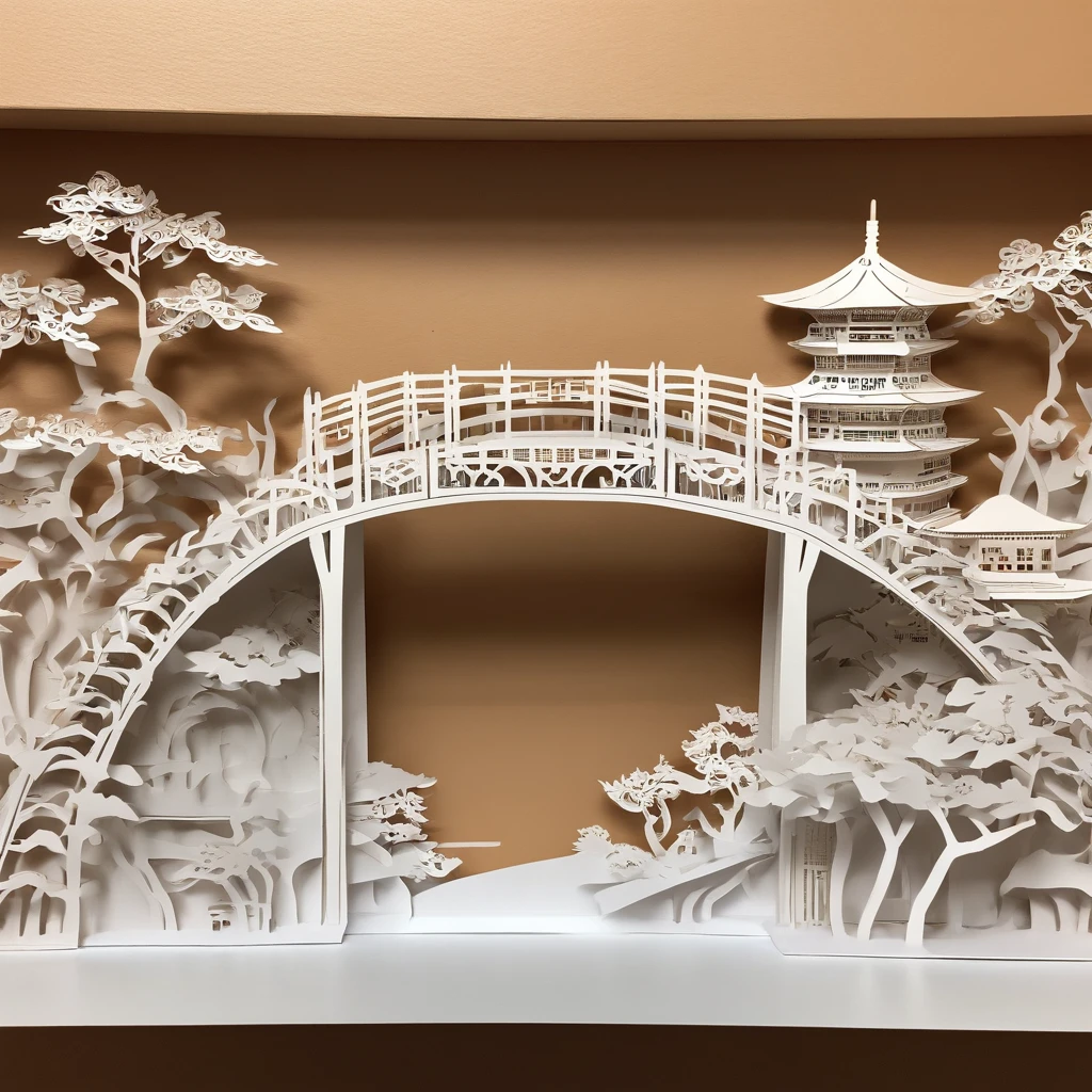 China-style,Anlan Rope Bridge,Dujiangyan,arte em papel cortado