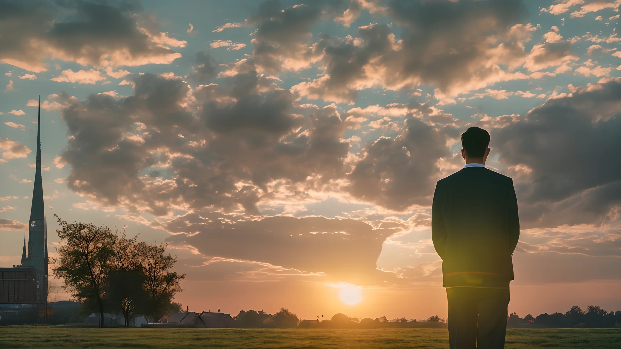 **person is standing in the breeze watching the sunset, in the style of vray tracing, ren hang, new leipzig school, sultan mohammed, light gray and emerald, urban life, Tivadar Csontváry kosztka - Image #1 --auto --s2