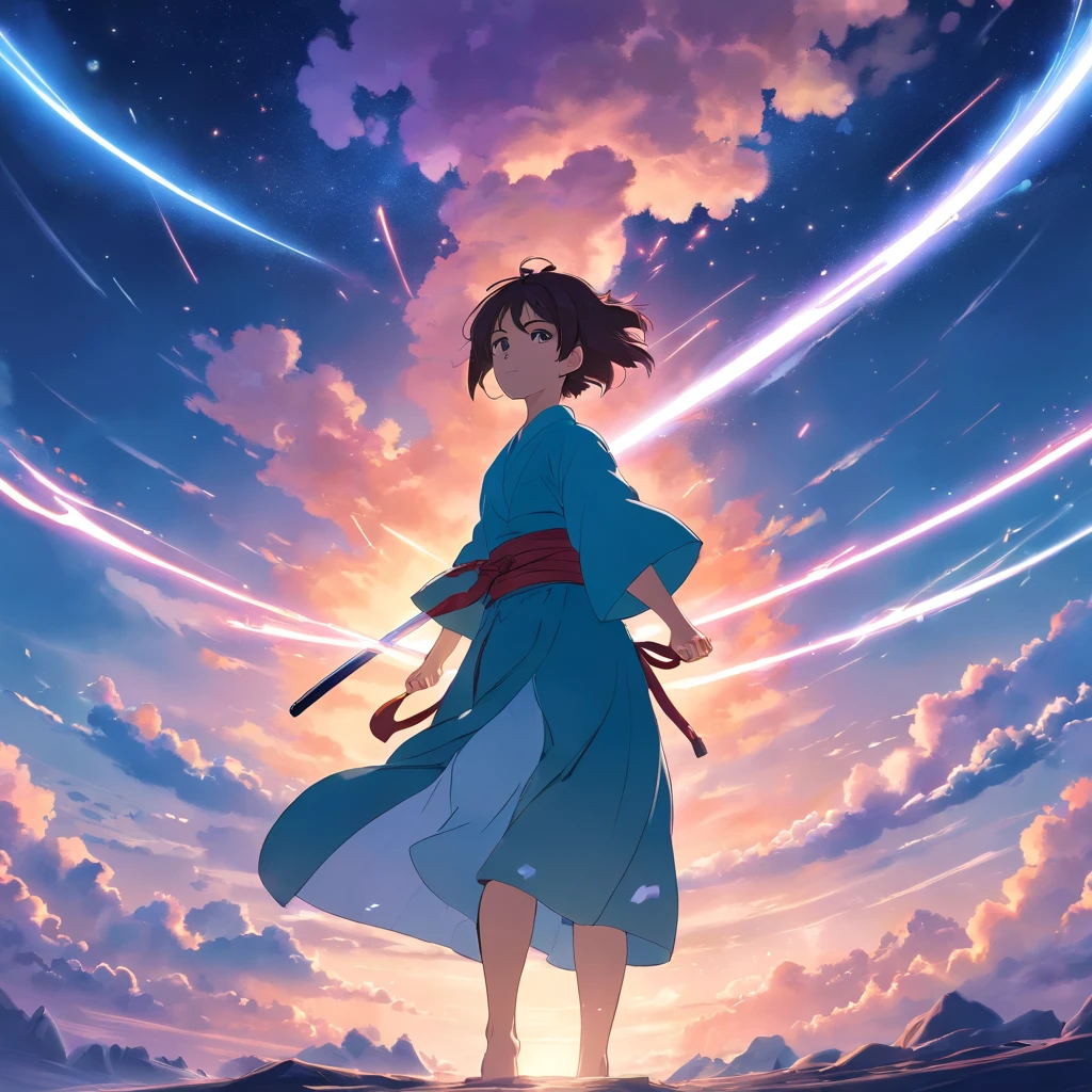 k hd,dream magical,scenecy,photorealestic,phone wallpaper, Miyamoto Musashi, strongman, legendary quote in sky