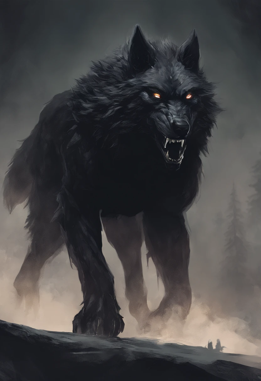 werewolf gigantic black humanoid wolf.