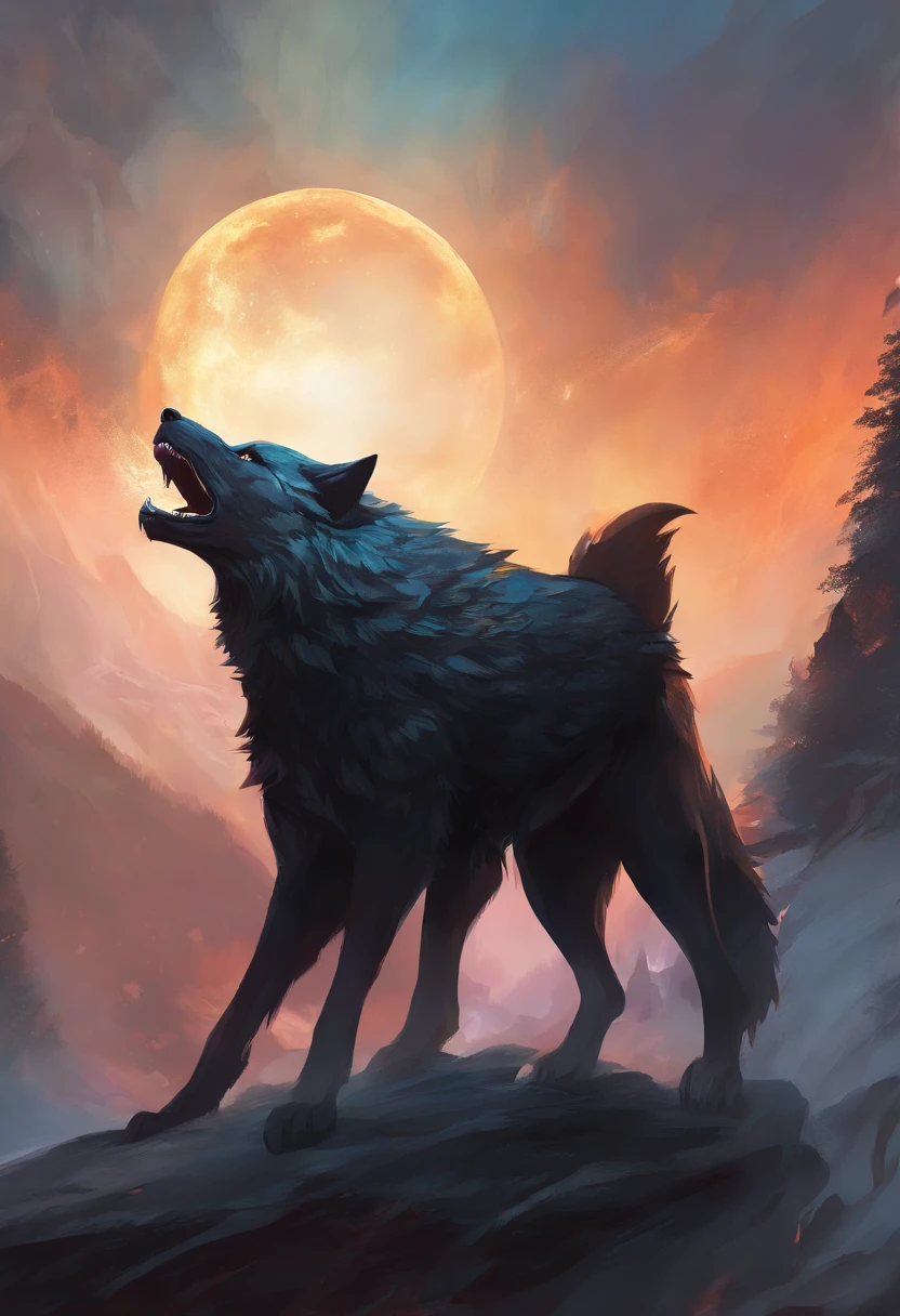 werewolf gigantic black humanoid wolf.
